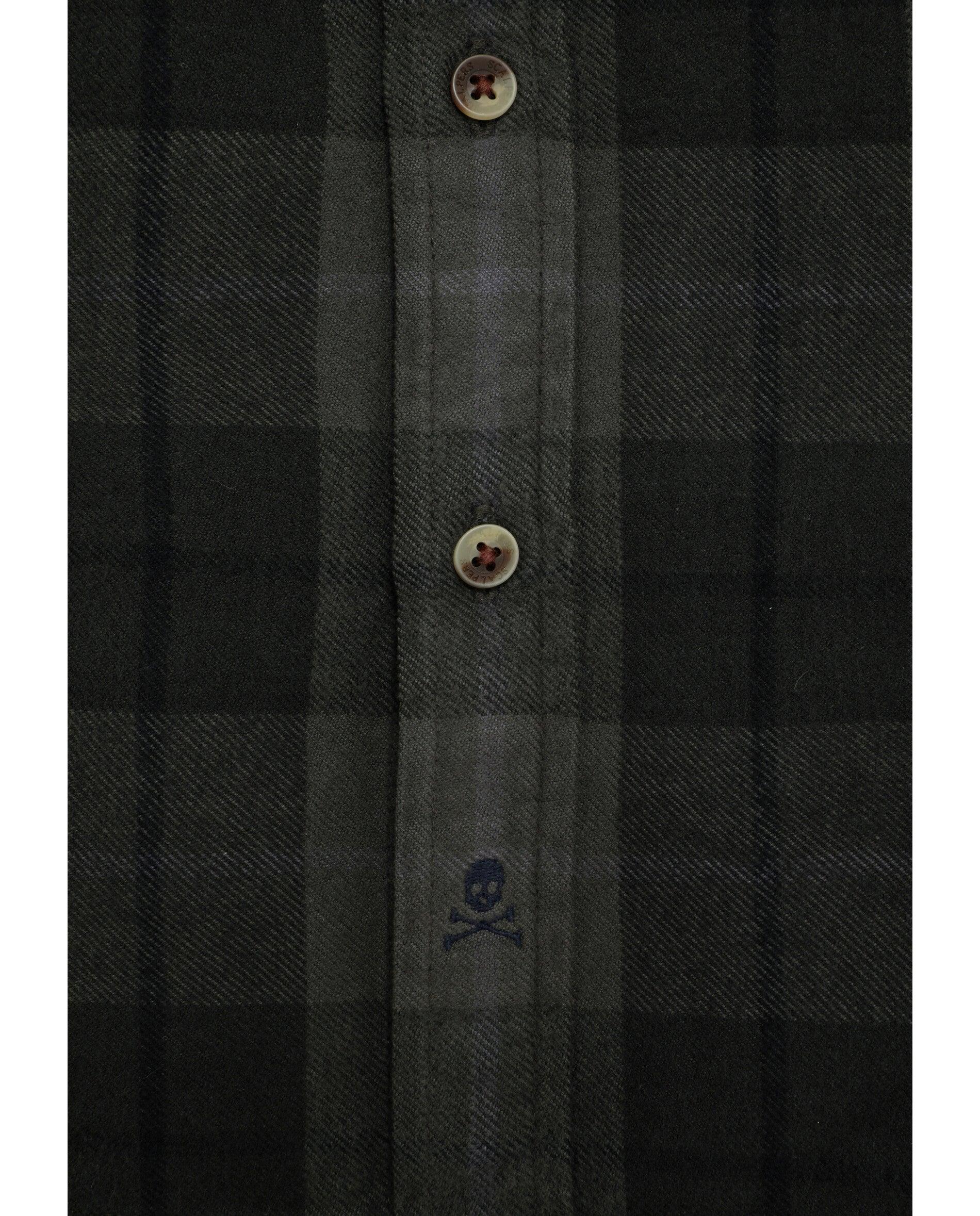 Camisa de cuadros de hombre con bolsillos parche en el pecho - Scalpers - Marrón Marrón-2