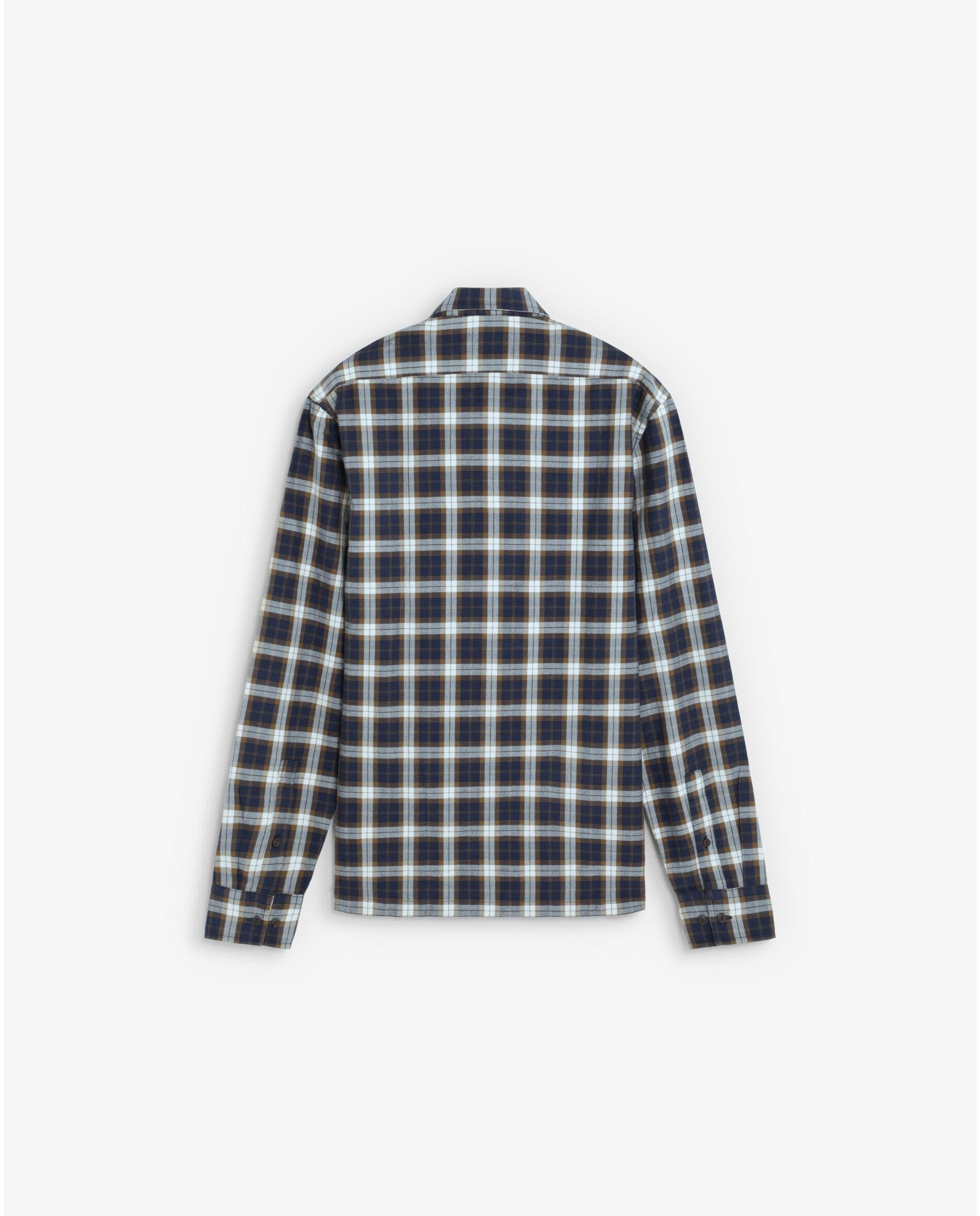 Camisa de cuadros de hombre regular fit con bolsillo en el pecho - Scalpers - Marrón Marrón-8