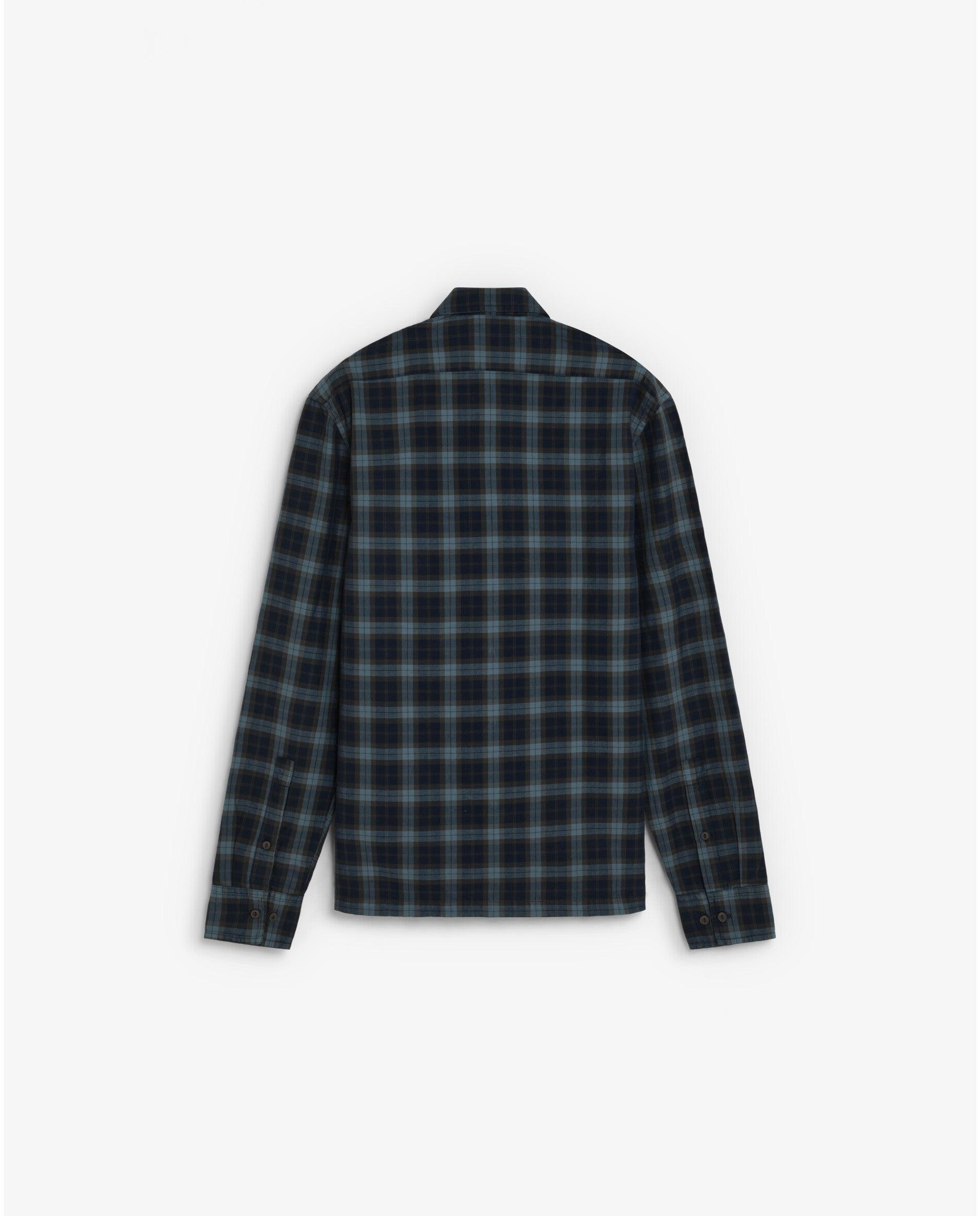 Camisa de cuadros de hombre regular fit con bolsillo en el pecho - Scalpers - Azul Azul-2