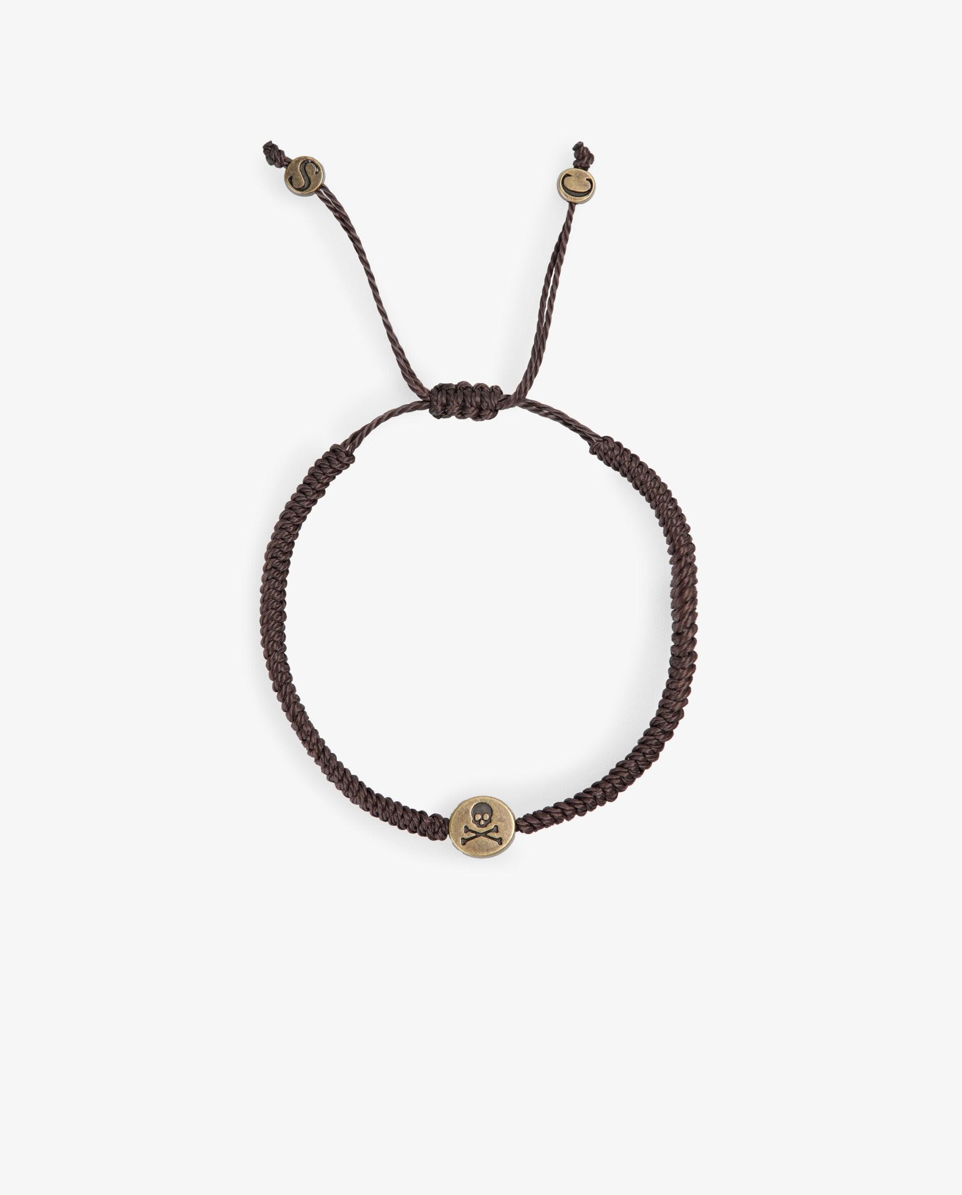 Pulsera de hombre de cordón trenzado con detalle metálico - Scalpers - Marrón Marrón-2