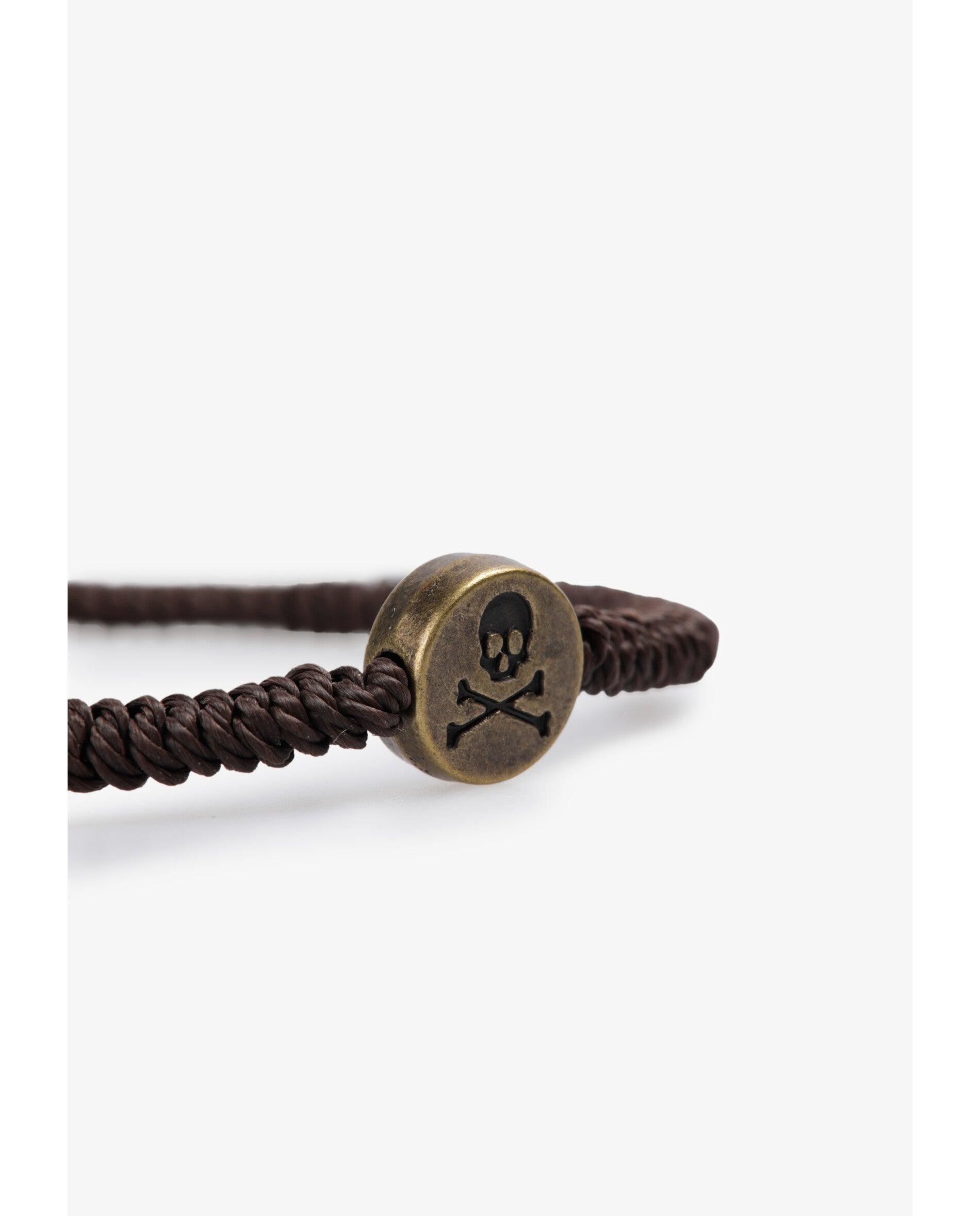 Pulsera de hombre de cordón trenzado con detalle metálico - Scalpers - Marrón Marrón-3