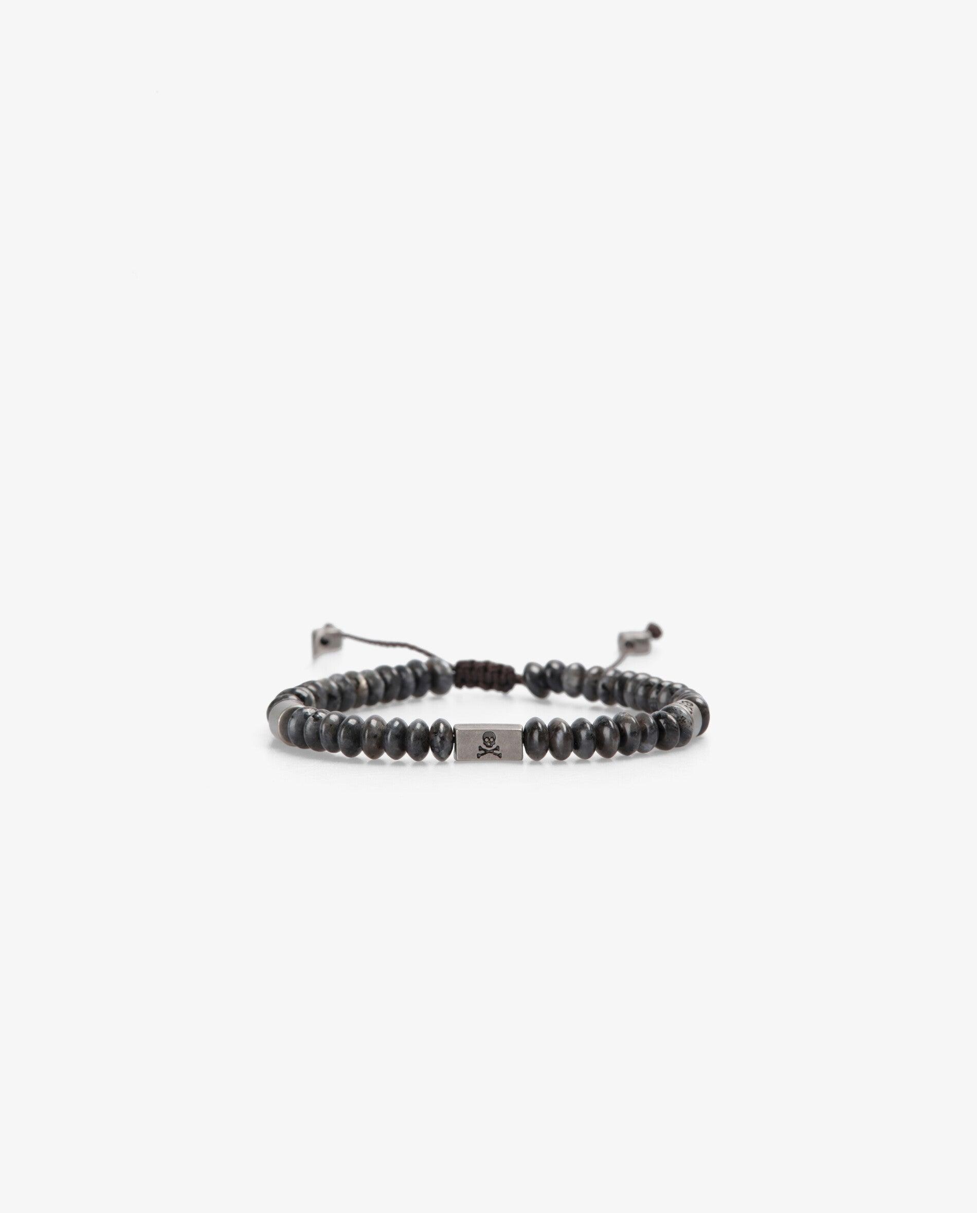 Imagen 0 de Pulsera de hombre de piedra natural con cordón ajustable Gris