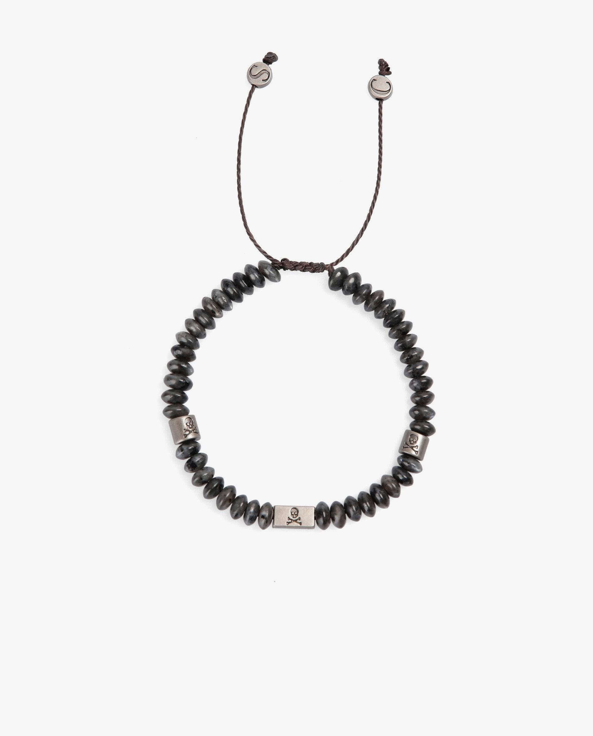 Pulsera de hombre de piedra natural con cordón ajustable - Scalpers - Gris Gris-2
