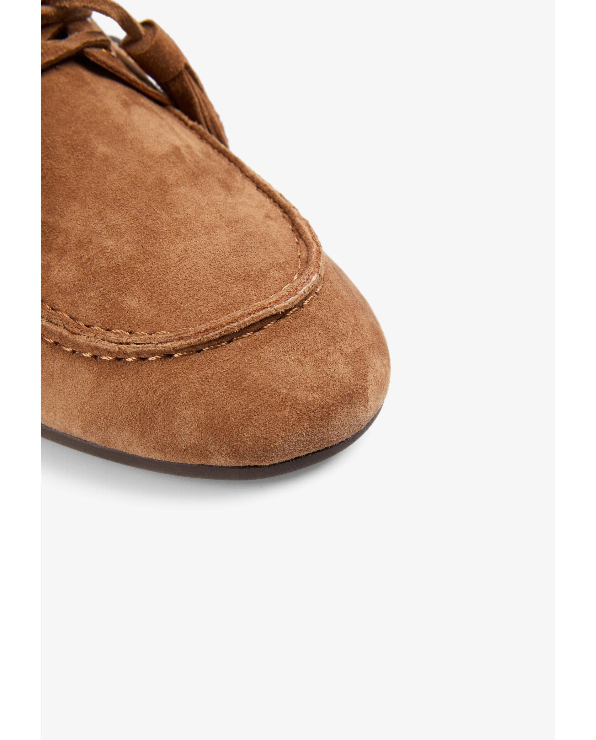 Mocasines de mujer de ante con apliques de cuentas en contraste - Scalpers - Canela Canela-5