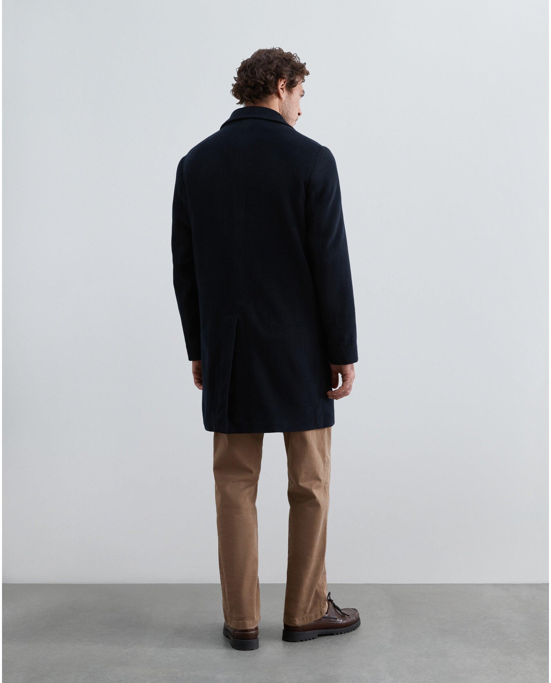 Imagen 3 de Abrigo de paño de hombre con cuello solapa y botones ocultos - Scalpers - Navy Navy