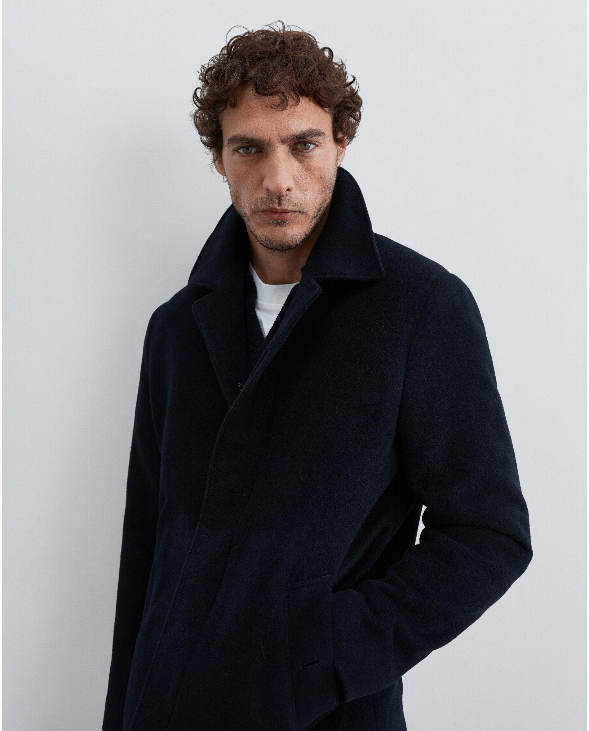 Imagen 6 de Abrigo de paño de hombre con cuello solapa y botones ocultos - Scalpers - Navy Navy