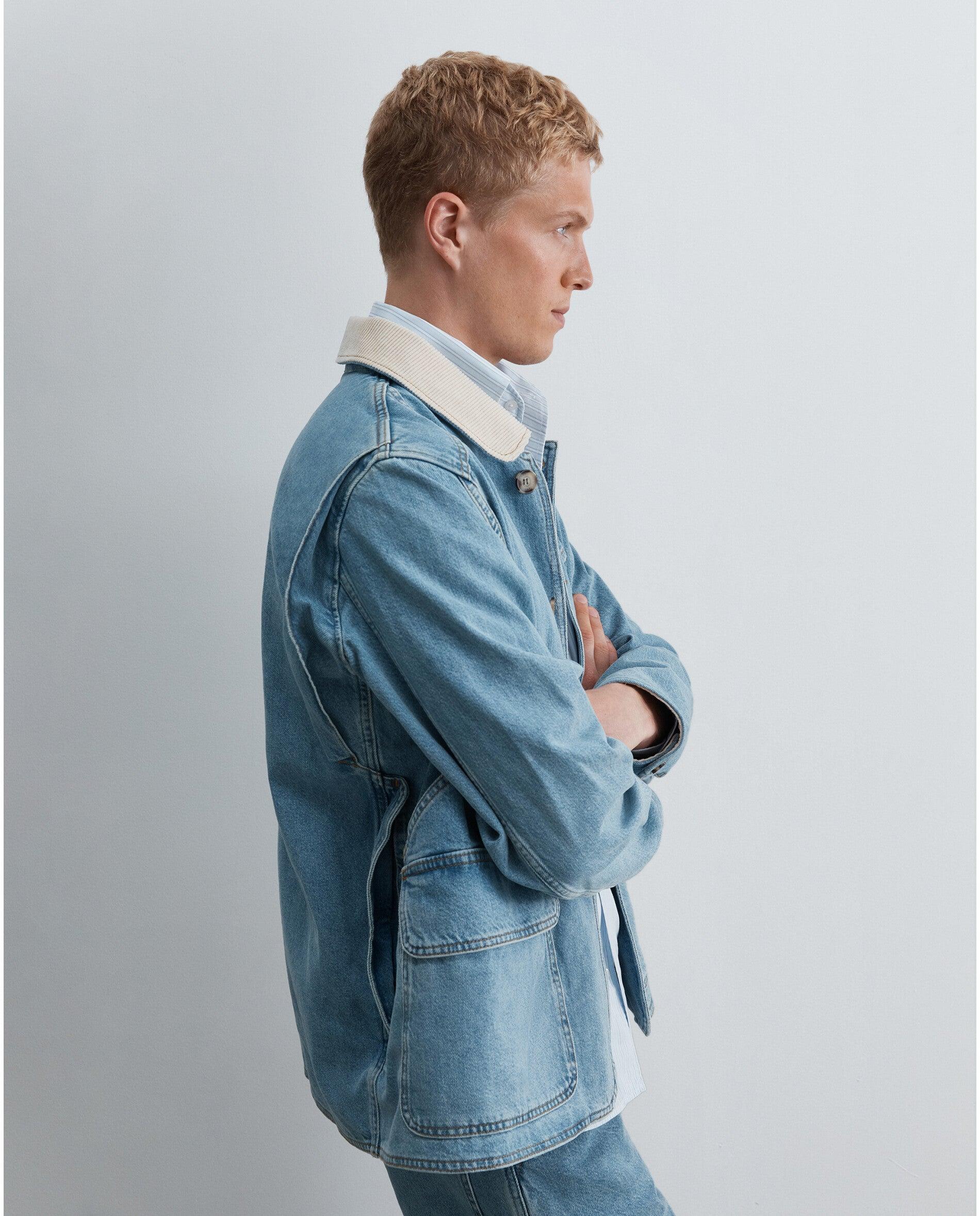 Imagen 6 de Cazadora vaquera de hombre con cuello de pana a contraste - Scalpers - Azul claro Azul claro