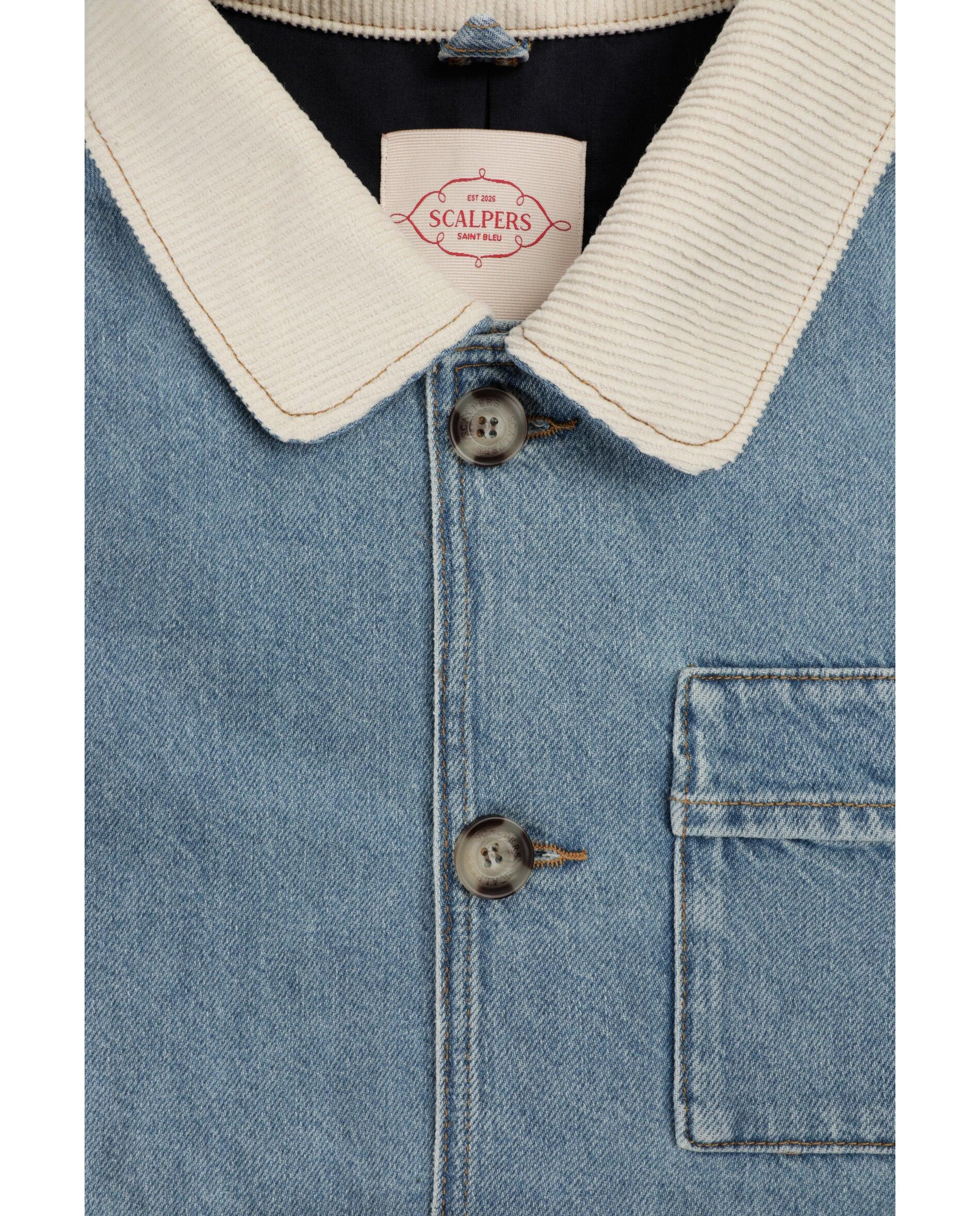 Imagen 9 de Cazadora vaquera de hombre con cuello de pana a contraste - Scalpers - Azul claro Azul claro