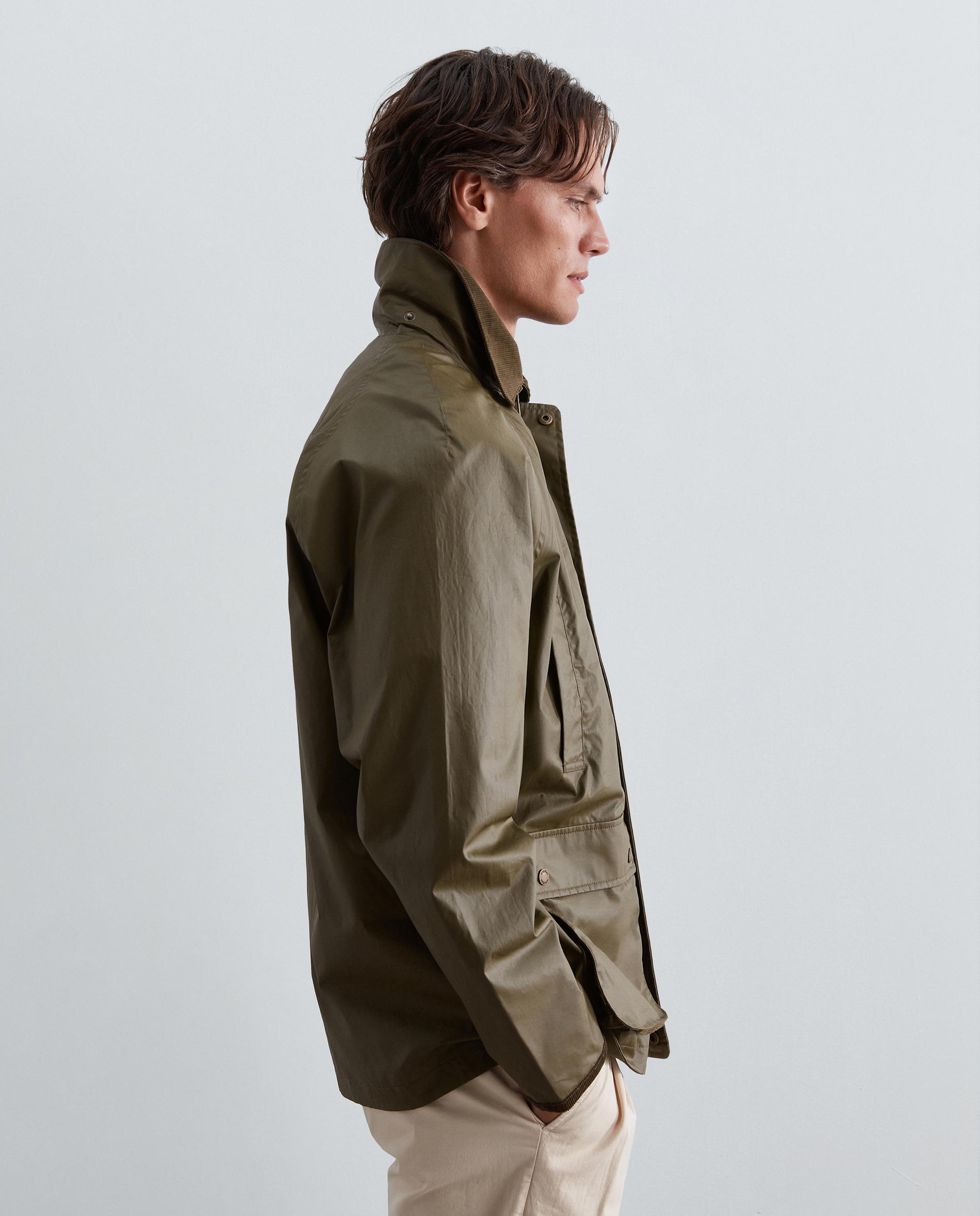 Chaqueta de hombre con acabado resinado y detalles en piel - Scalpers - Verde militar Verde militar-4
