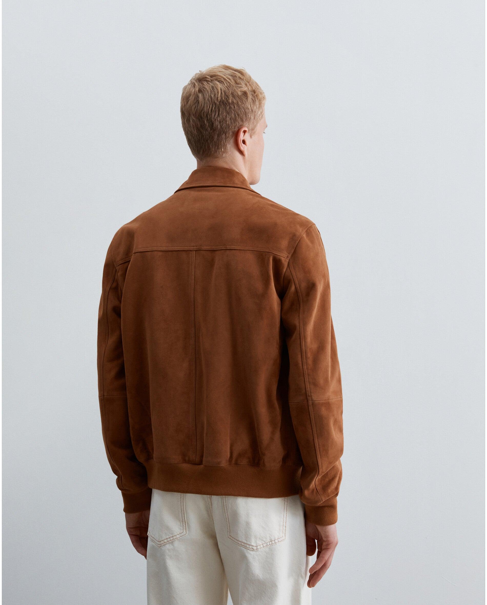 Imagen 2 de Chaqueta de piel de hombre con cuello camisero y cremallera de doble cursor - Scalpers - Caramelo Caramelo