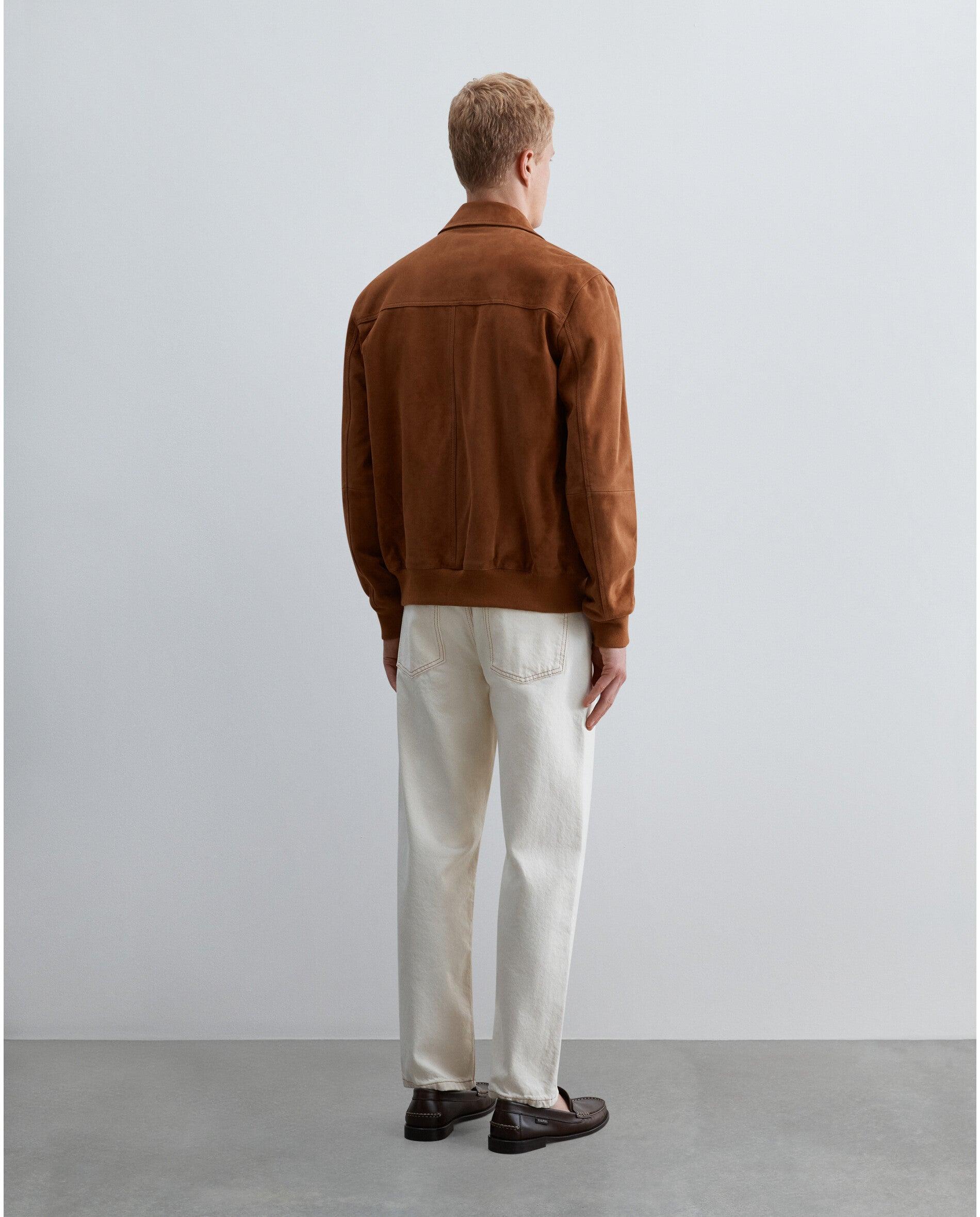 Imagen 5 de Chaqueta de piel de hombre con cuello camisero y cremallera de doble cursor - Scalpers - Caramelo Caramelo