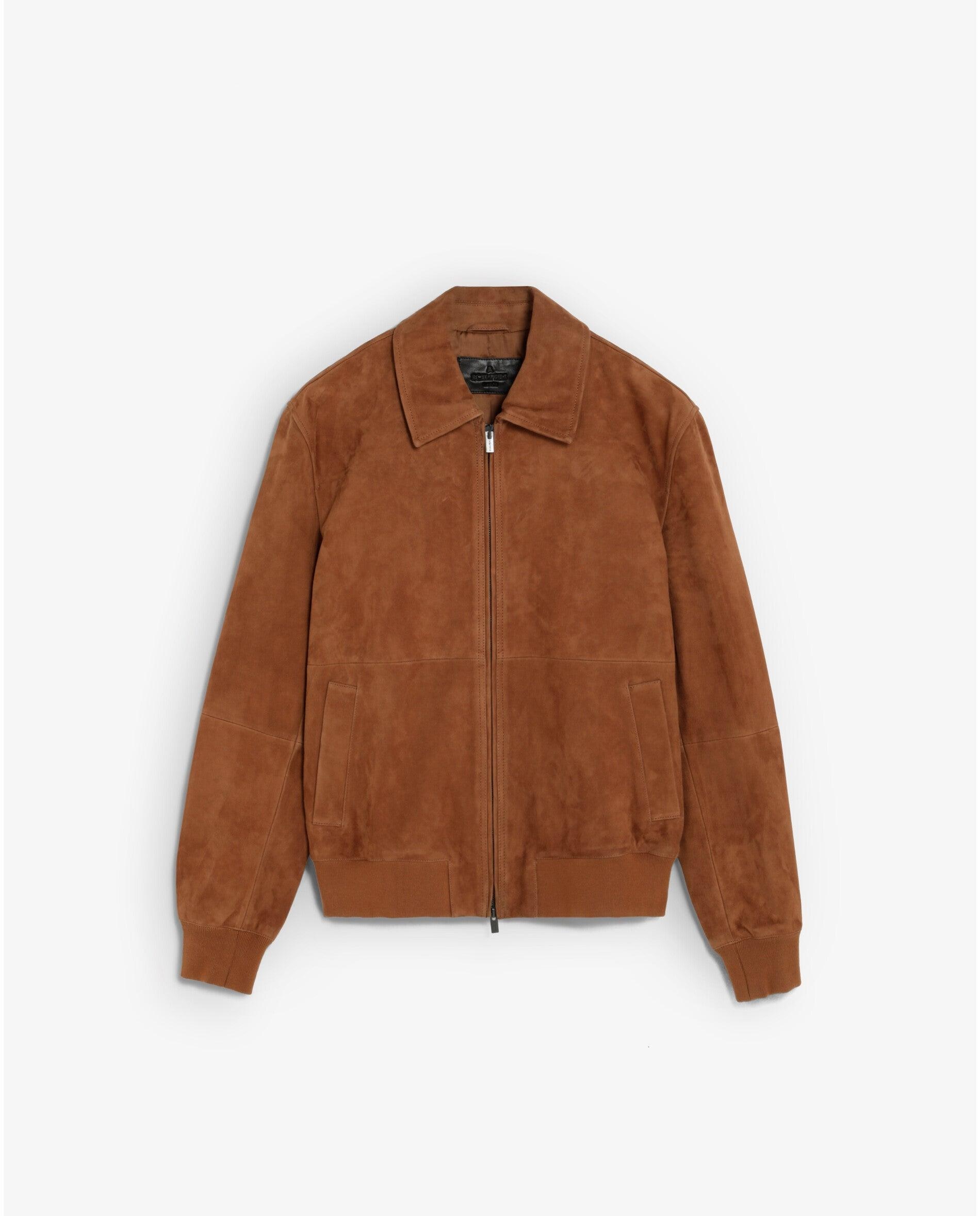Imagen 6 de Chaqueta de piel de hombre con cuello camisero y cremallera de doble cursor - Scalpers - Caramelo Caramelo