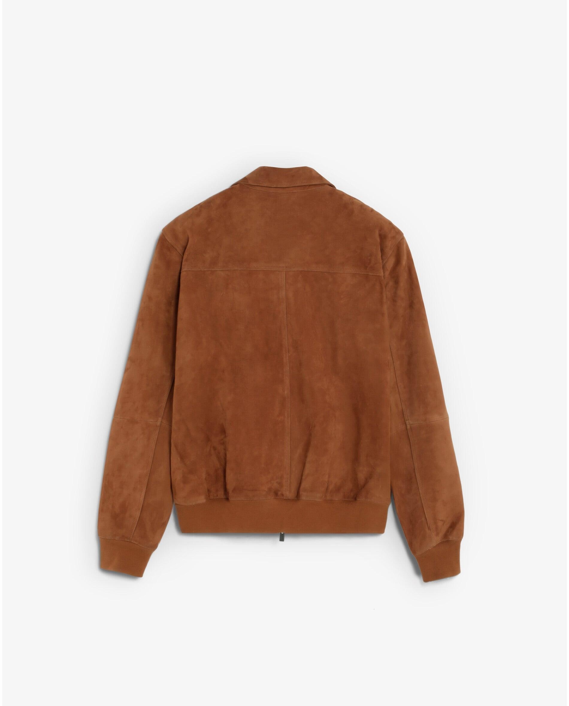 Imagen 7 de Chaqueta de piel de hombre con cuello camisero y cremallera de doble cursor - Scalpers - Caramelo Caramelo
