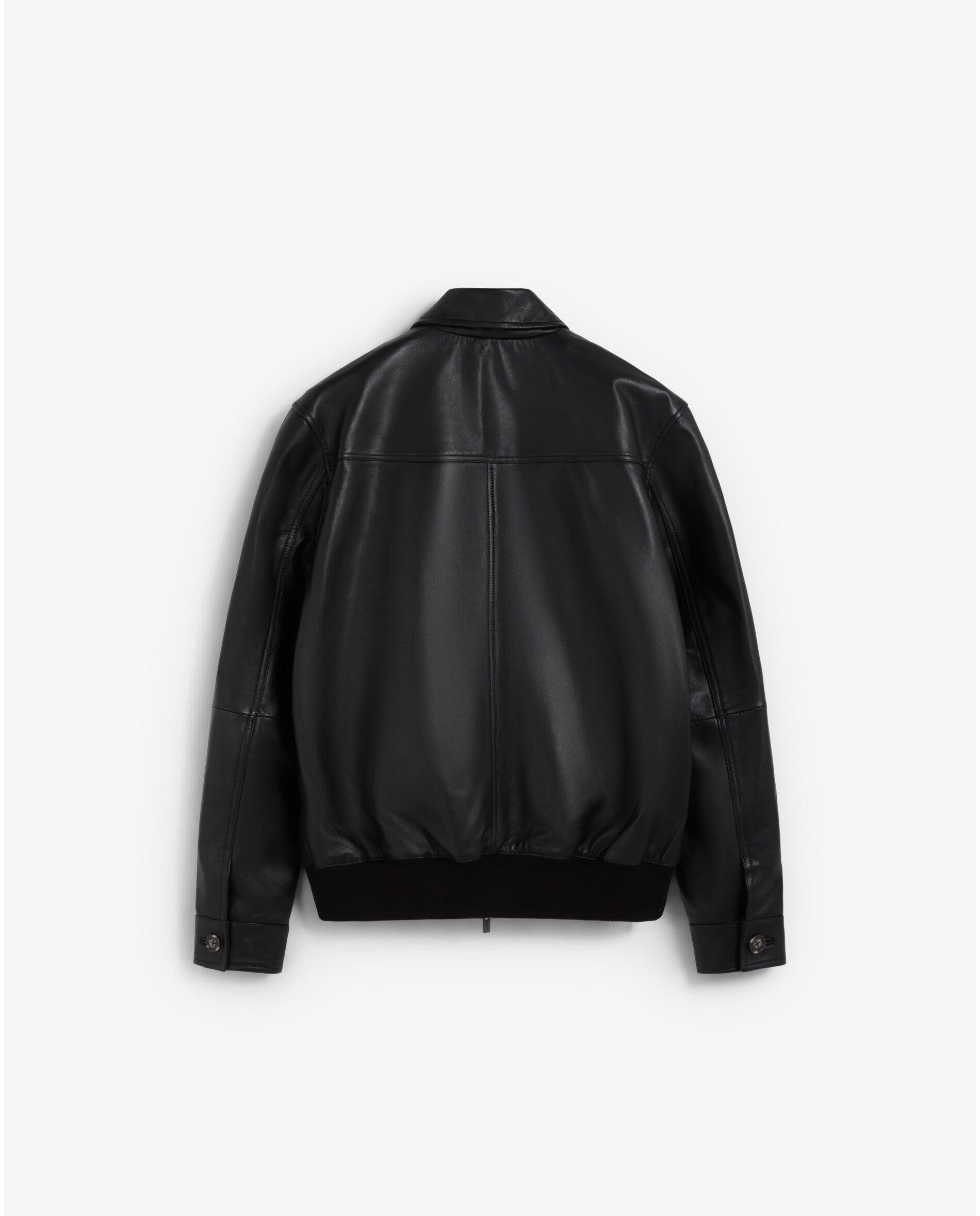 Chaqueta de piel de hombre con cuello camisero y cierre de cremallera - Scalpers - Negro Negro-3