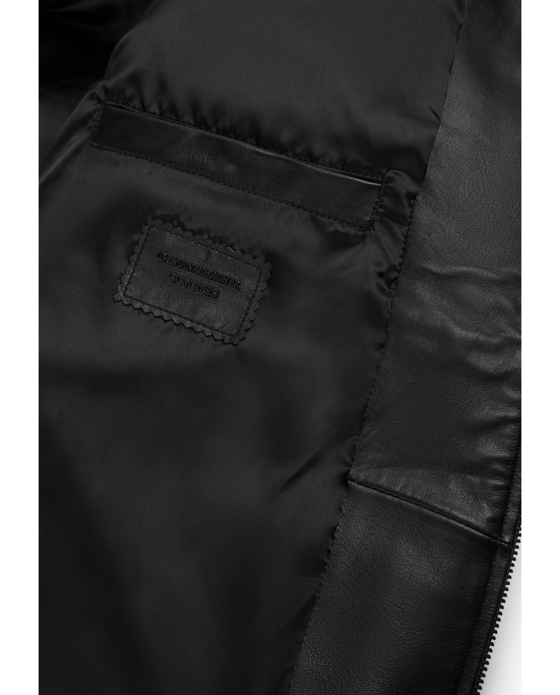 Chaqueta de piel de hombre con cuello camisero y cierre de cremallera - Scalpers - Negro Negro-5