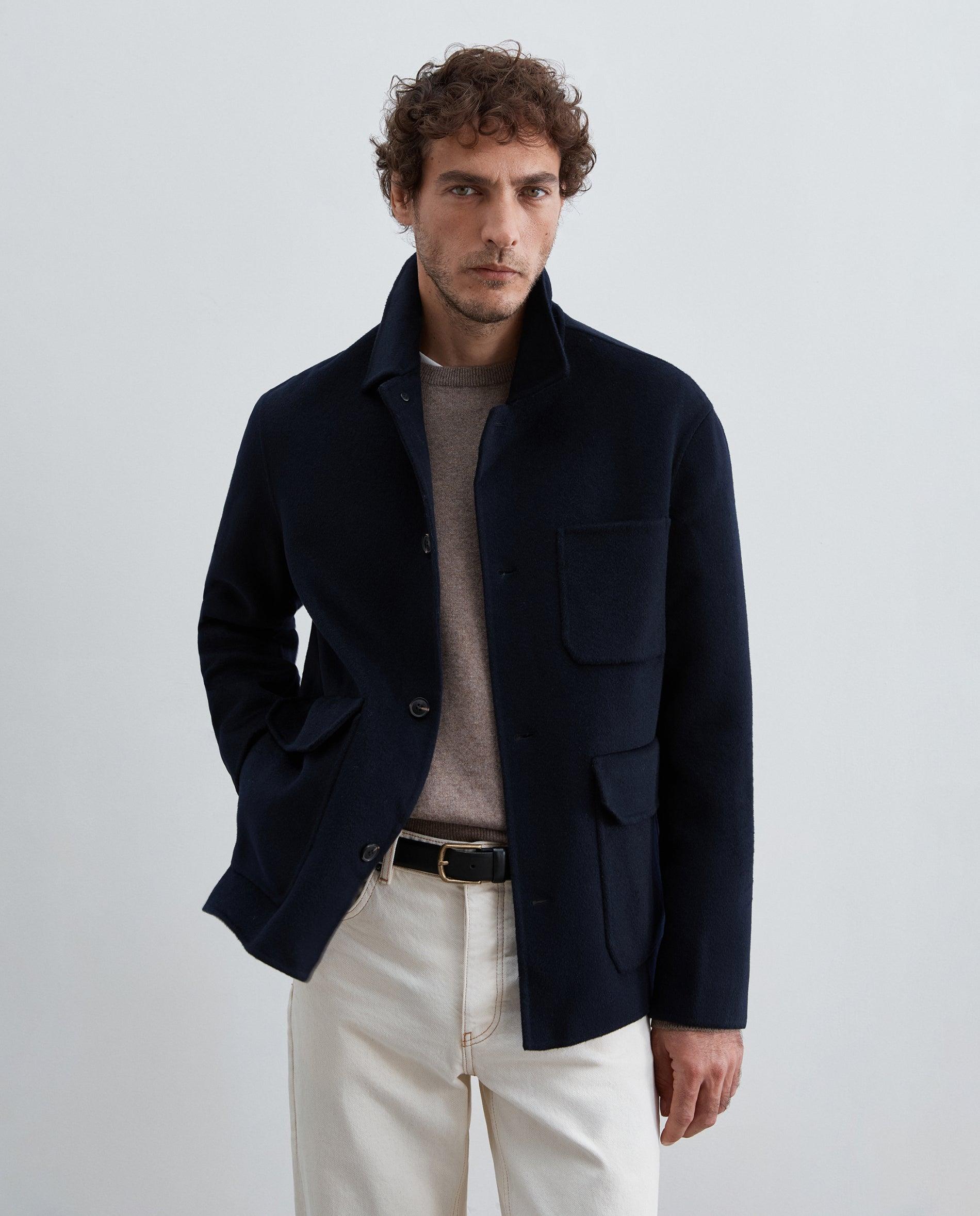 Imagen 1 de Chaqueta de hombre de lana con cuello camisero y cierre de botones - Scalpers - Navy Navy