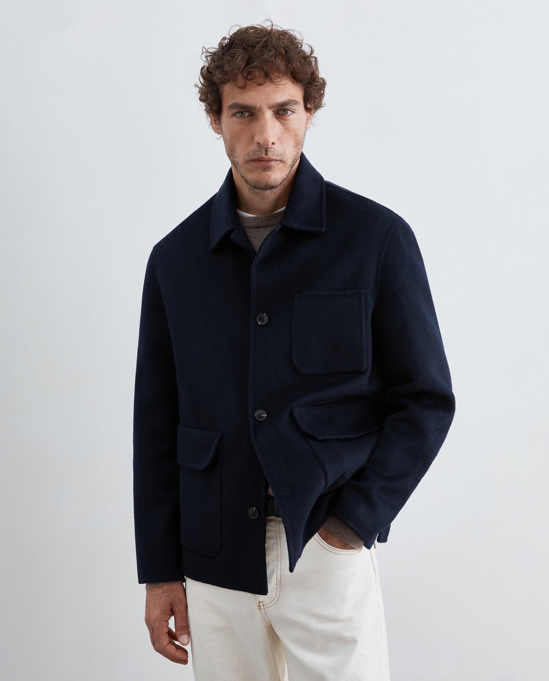 Imagen 4 de Chaqueta de hombre de lana con cuello camisero y cierre de botones - Scalpers - Navy Navy