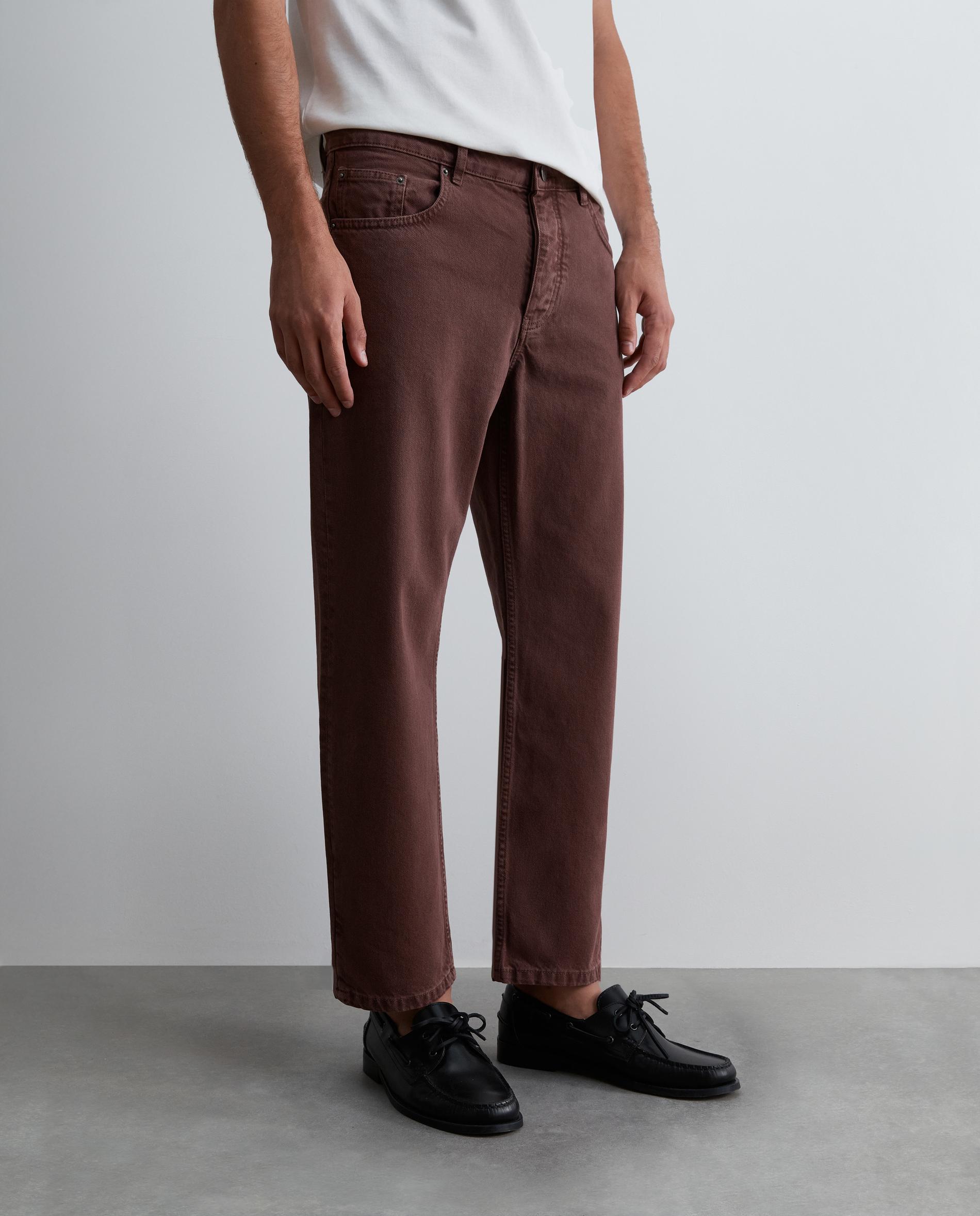 Pantalón cinco bolsillos de hombre denim con trabillas - Scalpers - Burdeos Burdeos-2