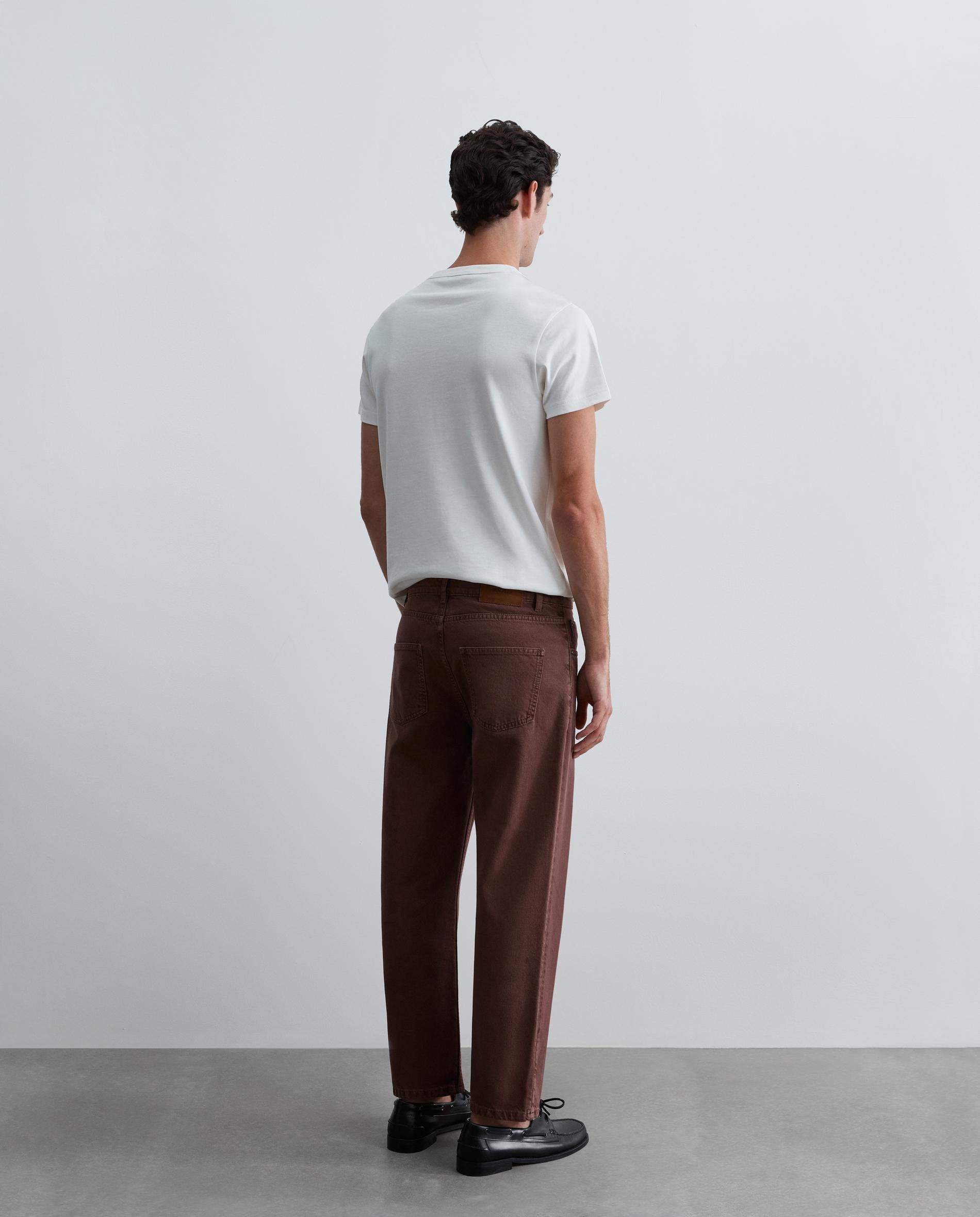 Pantalón cinco bolsillos de hombre denim con trabillas - Scalpers - Burdeos Burdeos-3