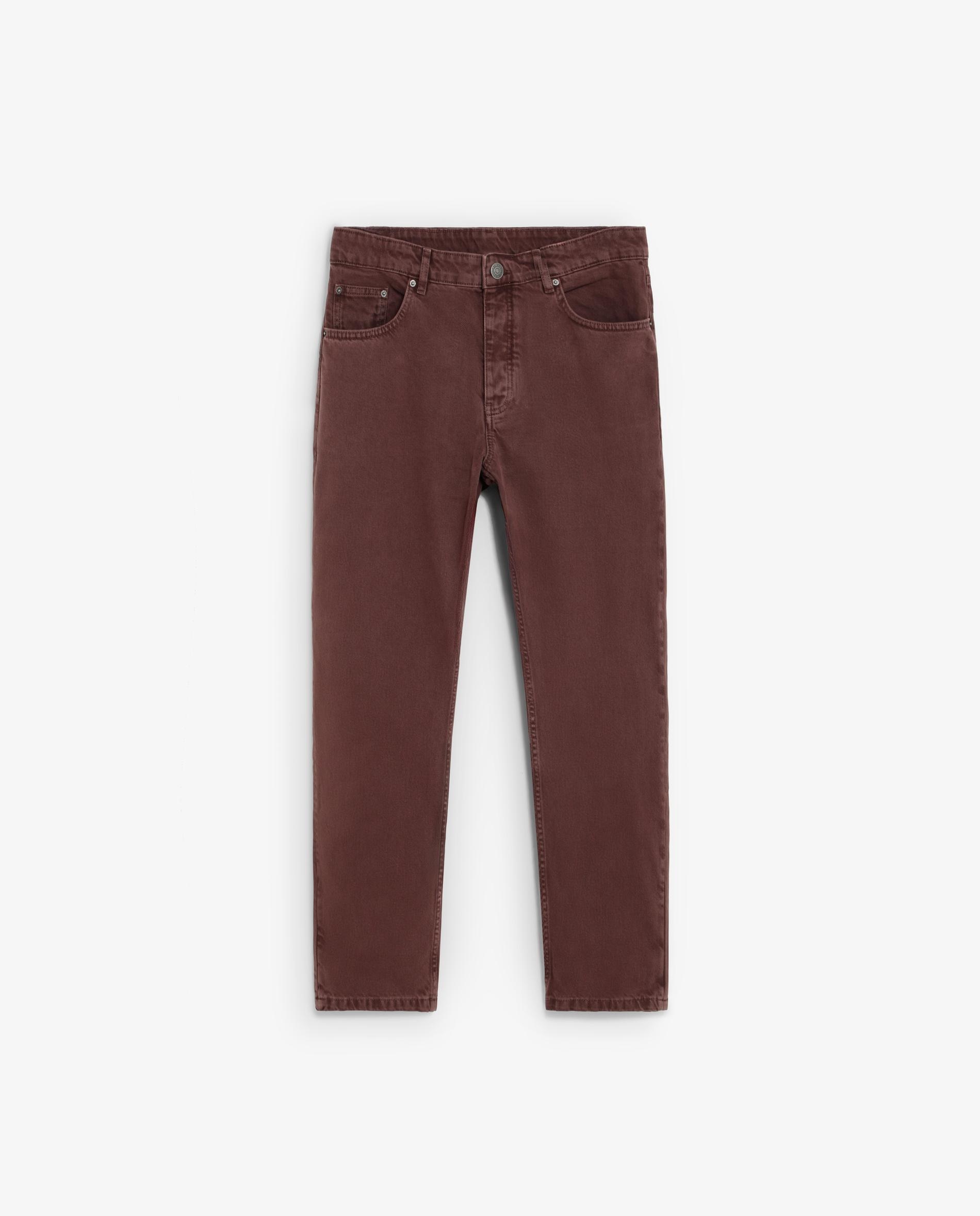 Pantalón cinco bolsillos de hombre denim con trabillas - Scalpers - Burdeos Burdeos-7