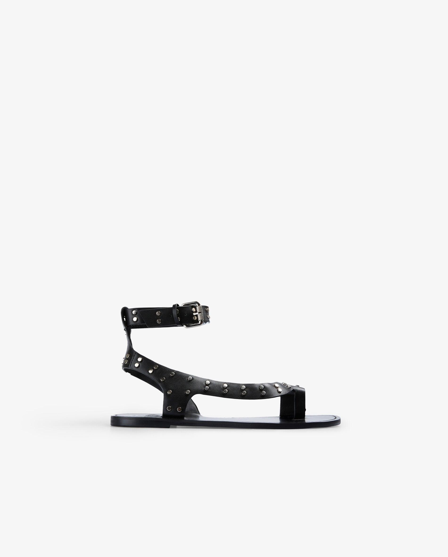 Scalpers - Sandalias de dedo de mujer 100% piel con tachuelas decorativas.