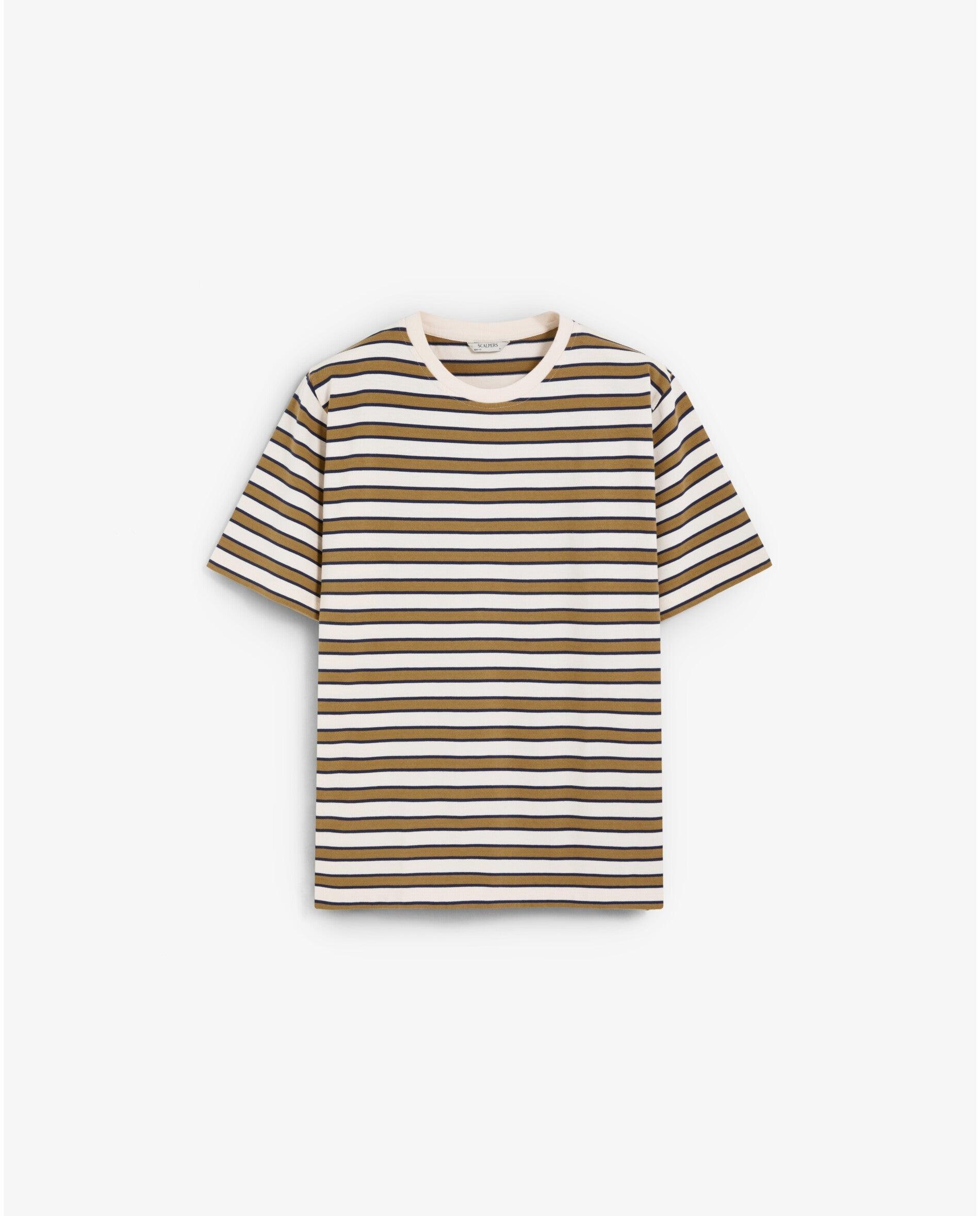 Camiseta de manga corta de hombre boxy fit a rayas - Scalpers - Caramelo Caramelo-6