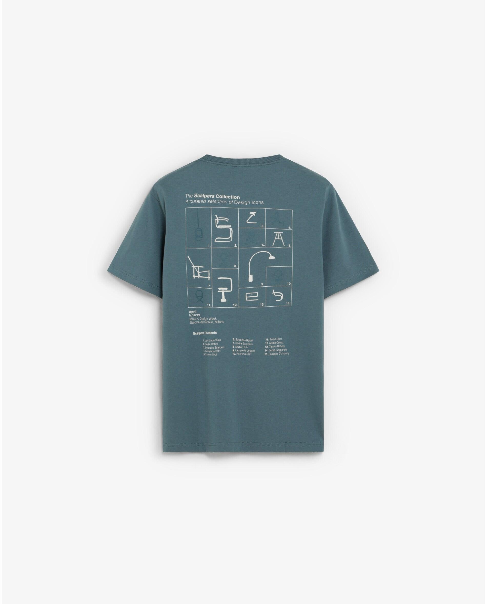 Camiseta de manga corta de hombre regular fit con estampado trasero - Scalpers - Esmeralda Azul Esmeralda Azul-2
