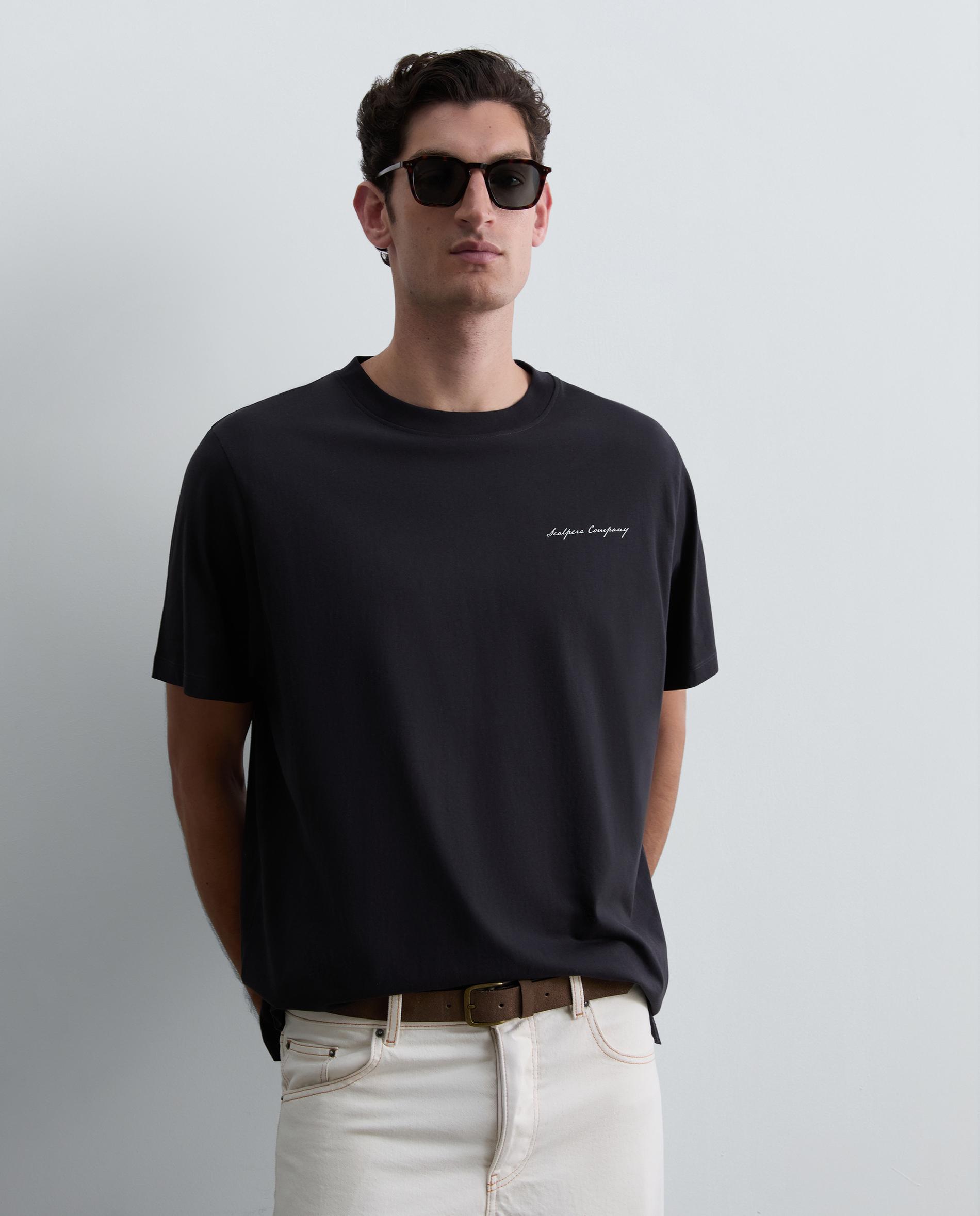 Camiseta de manga corta de hombre regular fit con estampado trasero - Scalpers - Antracita Antracita-4