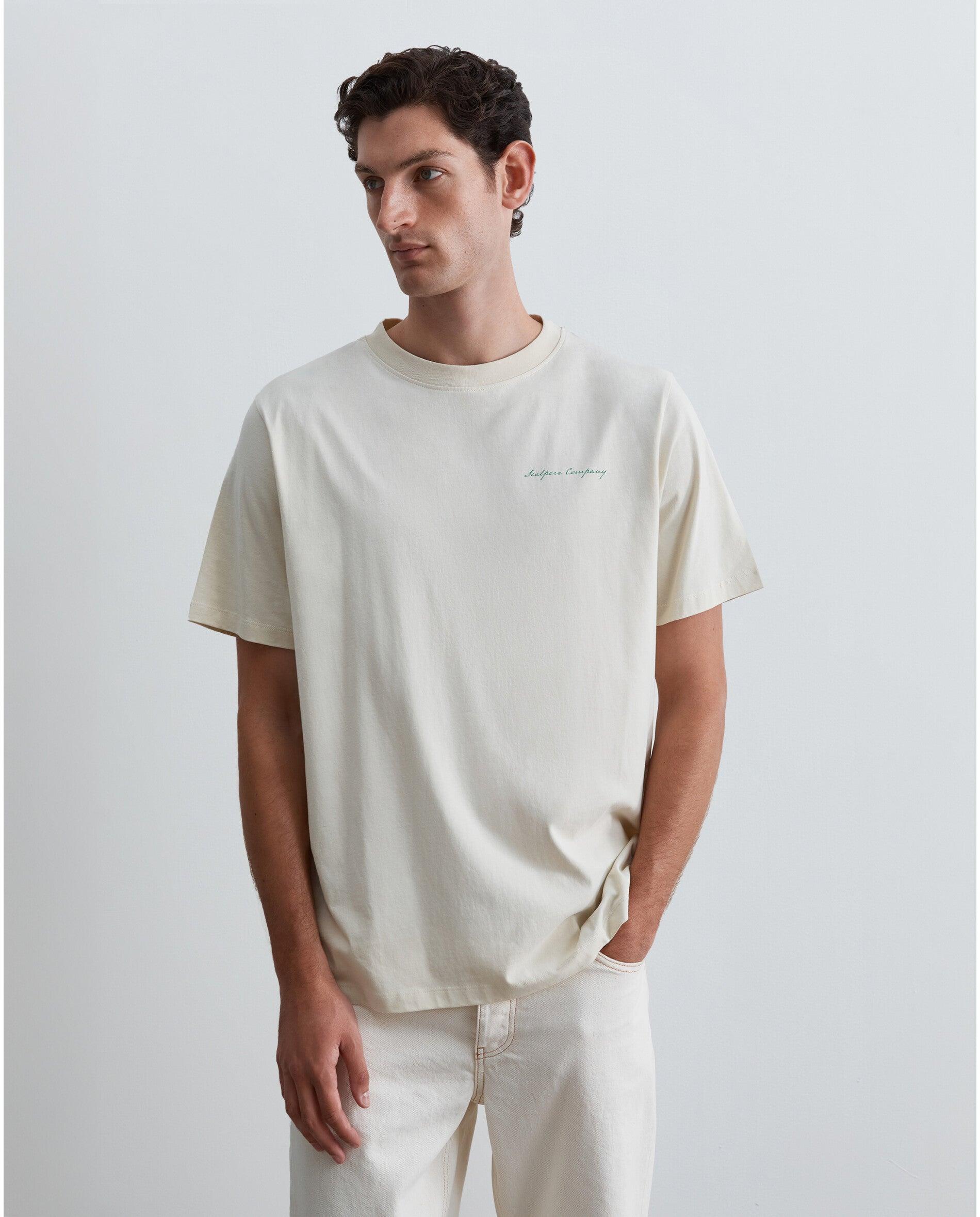 Camiseta de manga corta de hombre regular fit con estampado trasero - Scalpers - Crema Crema-4