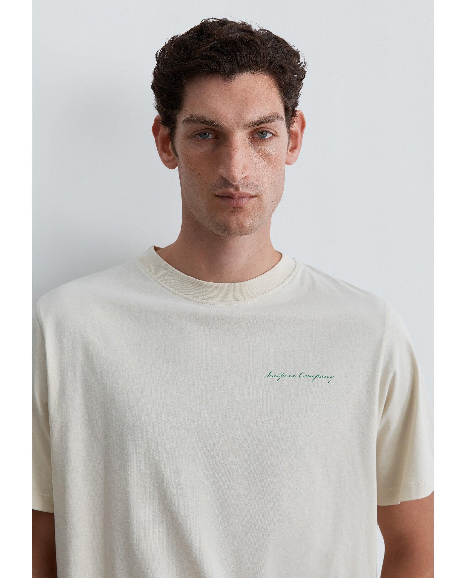 Camiseta de manga corta de hombre regular fit con estampado trasero - Scalpers - Crema Crema-5