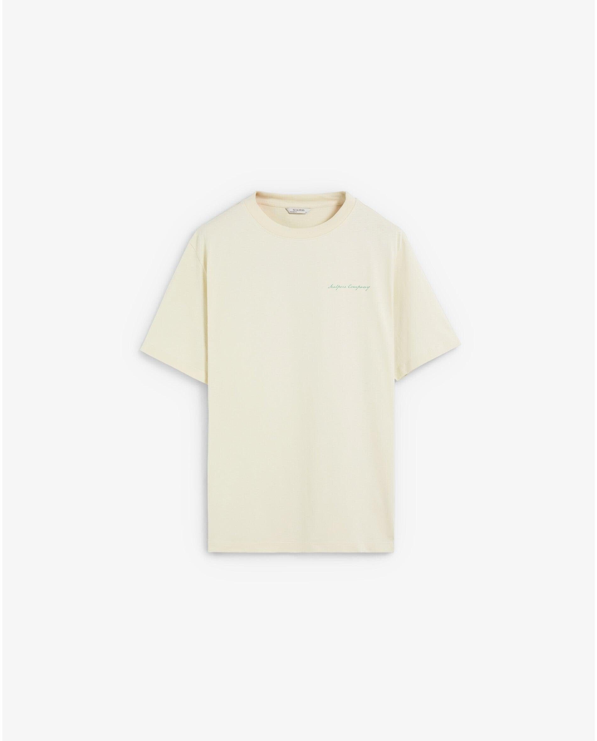 Camiseta de manga corta de hombre regular fit con estampado trasero - Scalpers - Crema Crema-7
