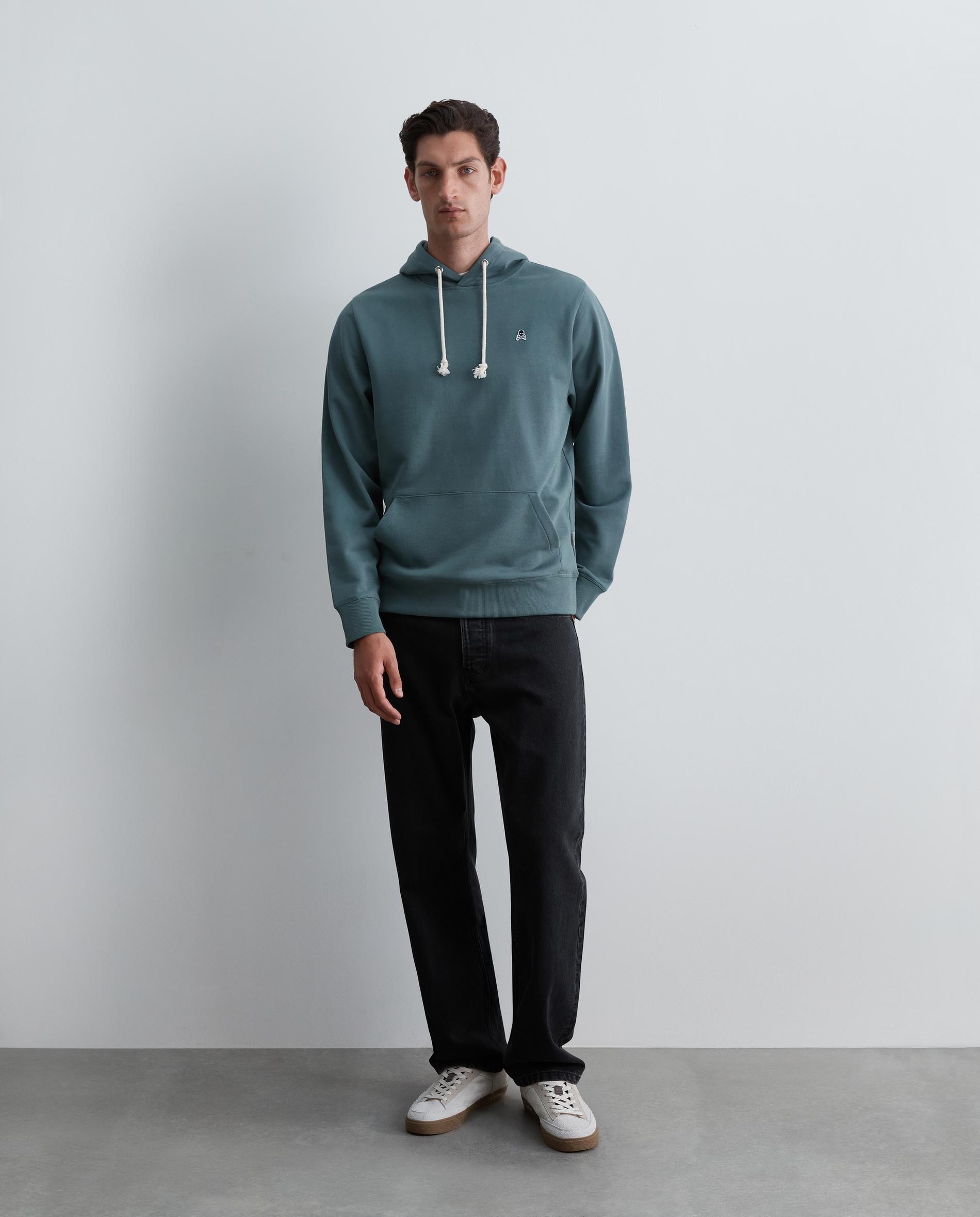Sudadera con capucha de hombre regular fit con bolsillo canguro - Scalpers - Verde azulado Verde azulado-3