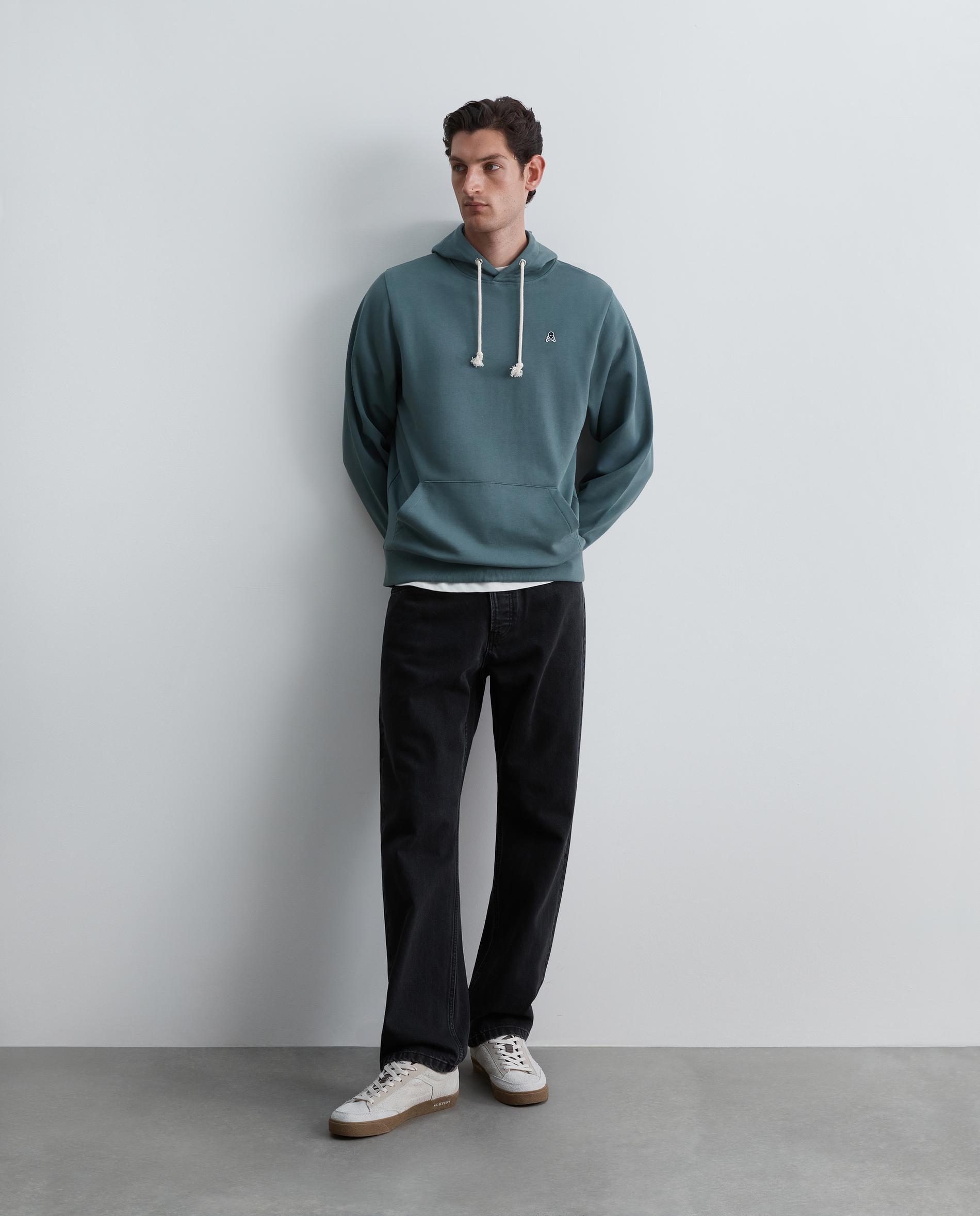 Sudadera con capucha de hombre regular fit con bolsillo canguro - Scalpers - Verde azulado Verde azulado-5