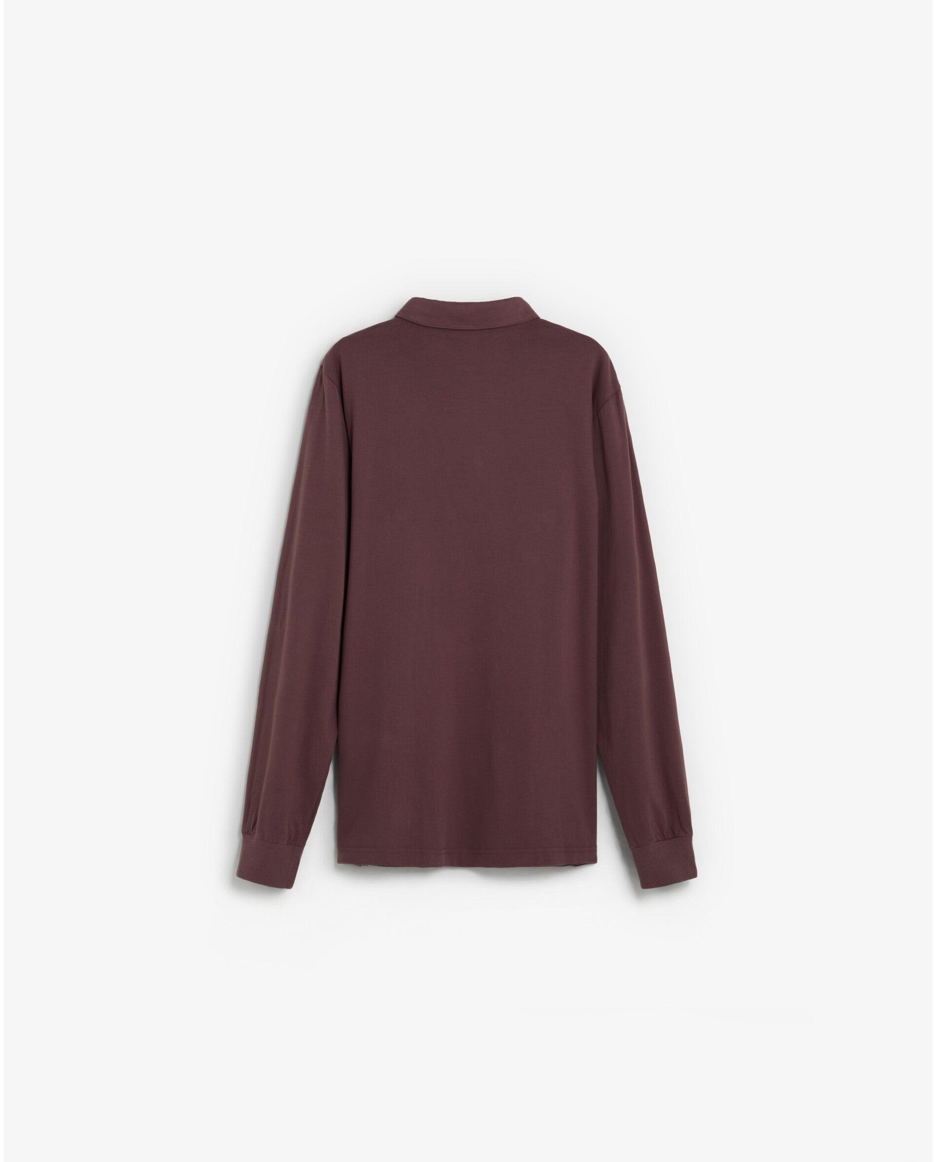 Polo de manga larga de hombre regular fit con logo bordado a tono - Scalpers - Burdeos Burdeos-2