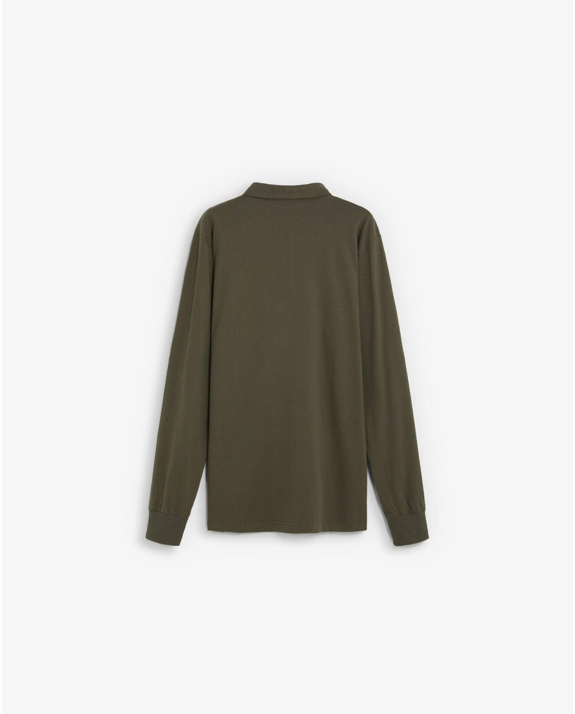 Polo de manga larga de hombre regular fit con logo bordado a tono - Scalpers - Verde militar Verde militar-2