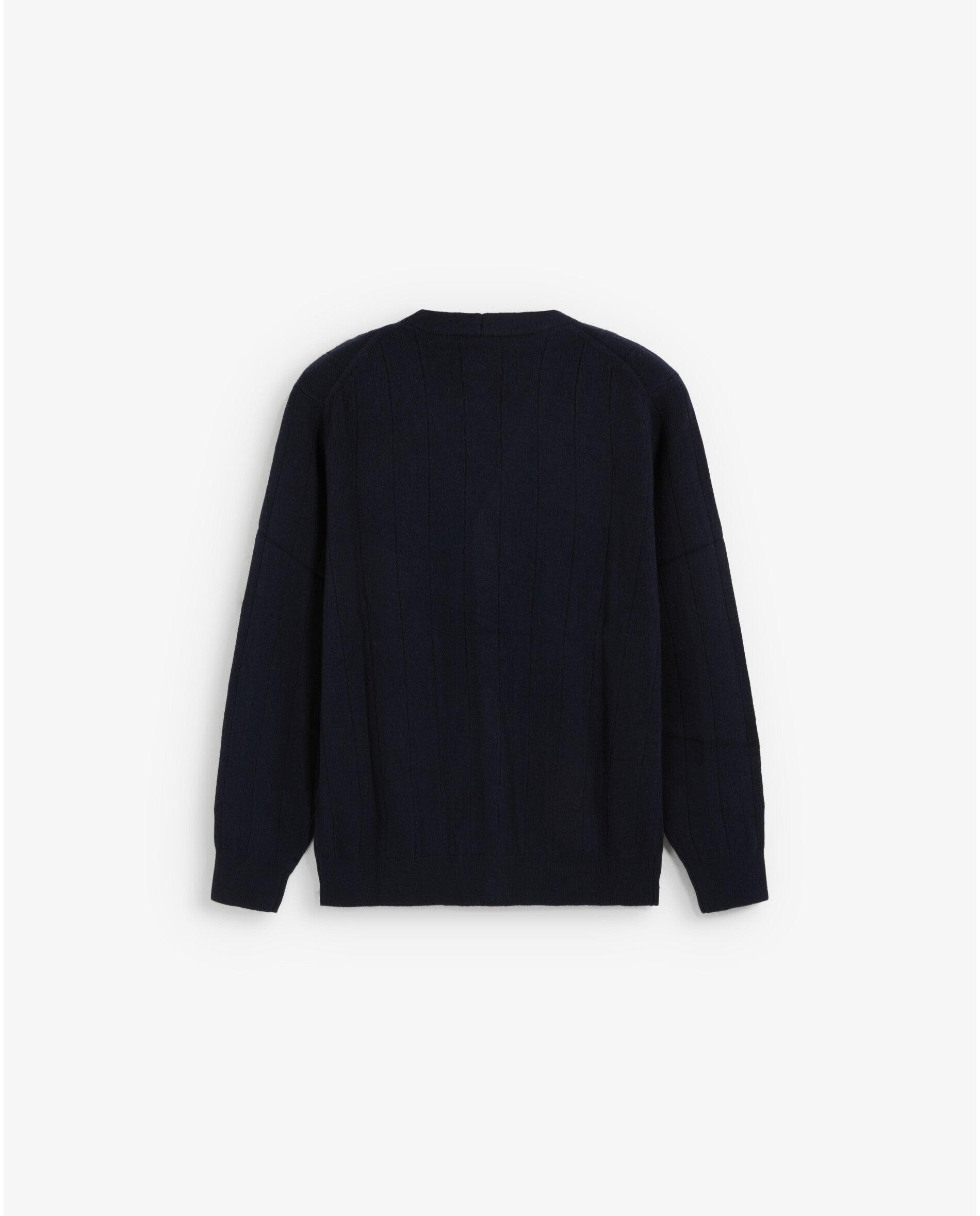 Cárdigan de hombre de lana con cuello de pico - Scalpers - Navy Navy-2