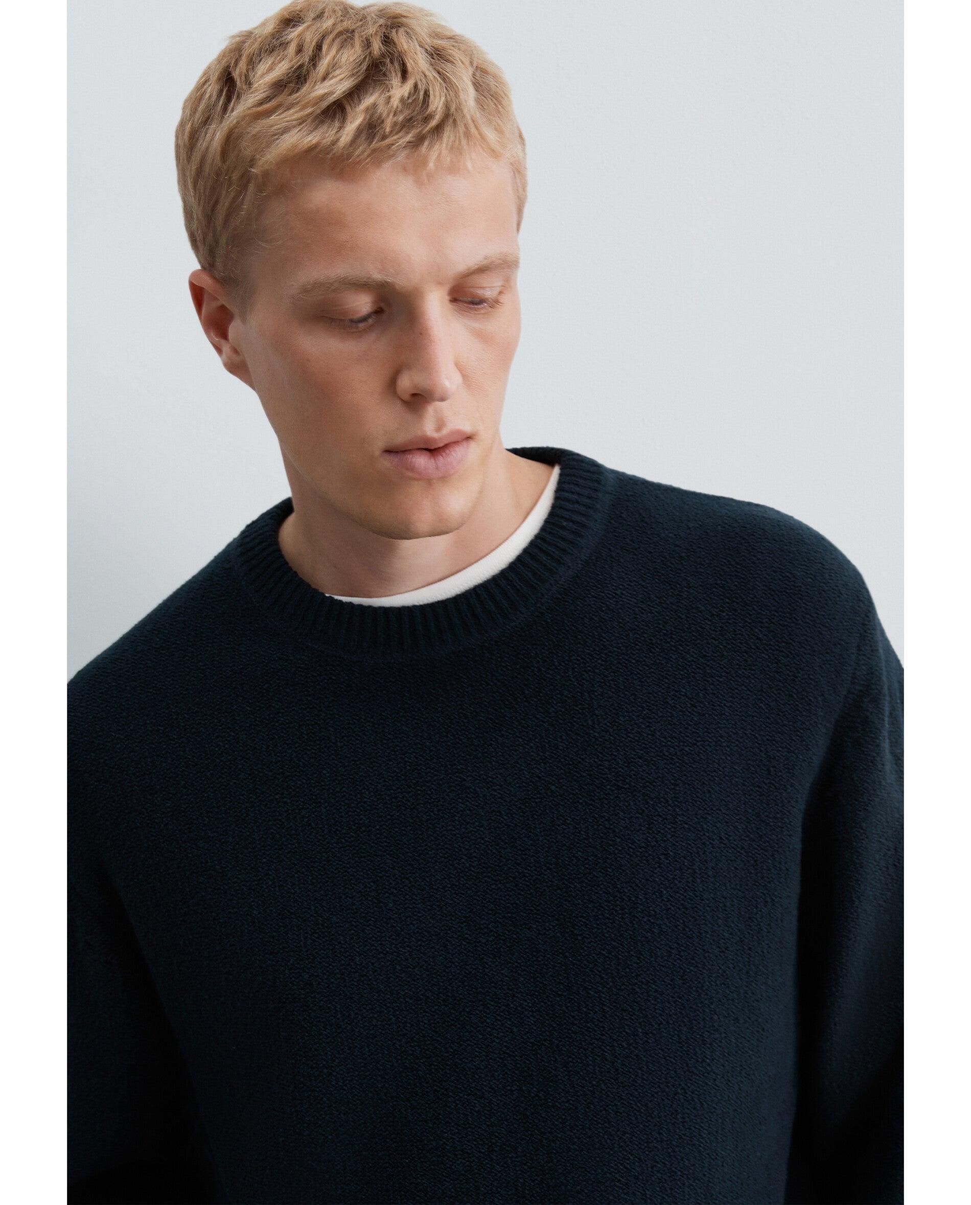 Jersey de hombre con cuello redondo y acabado texturizado - Scalpers - Navy Navy-5