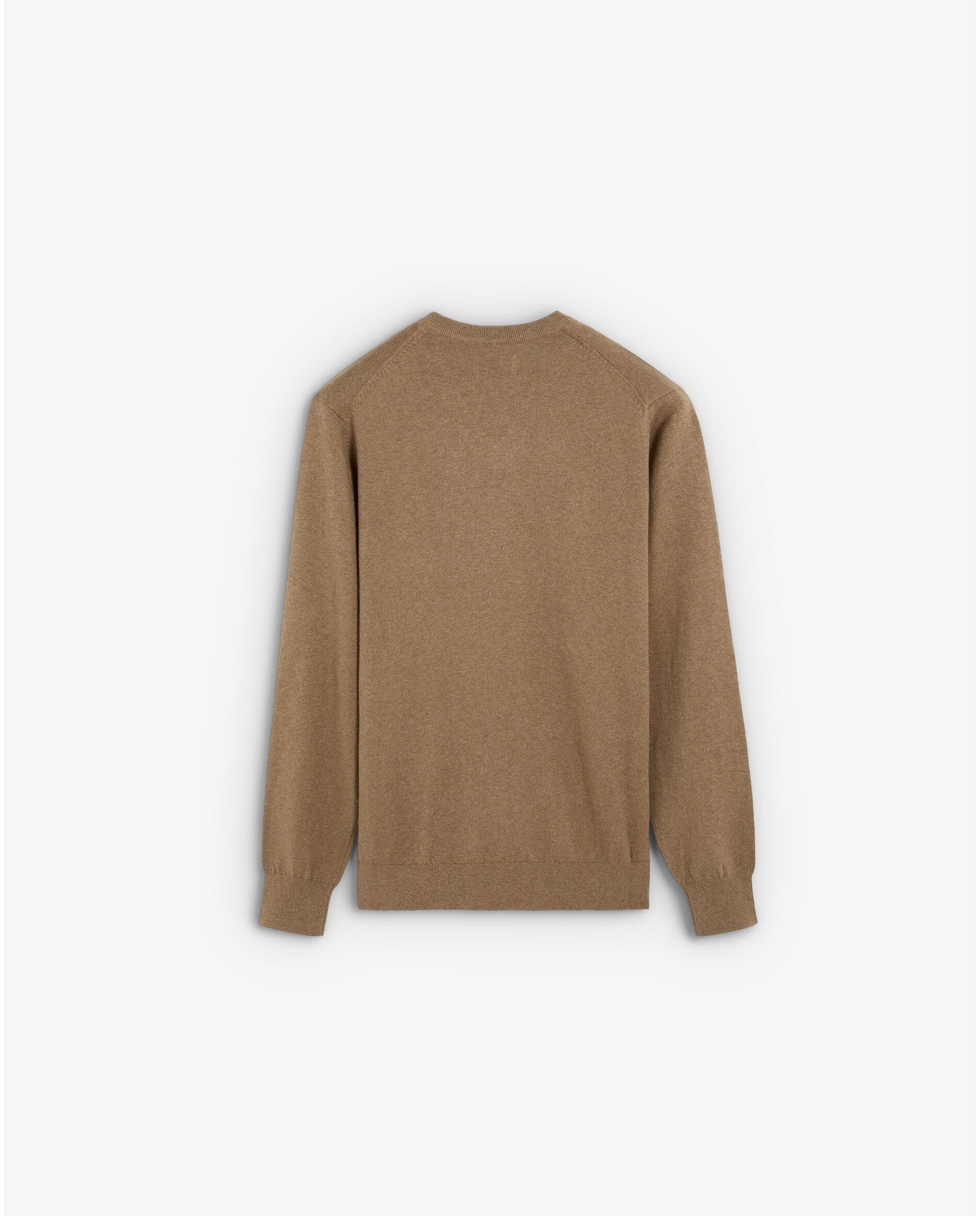 Jersey de hombre de cuello en pico con acabados acanalados - Scalpers - Marrón Marrón-8