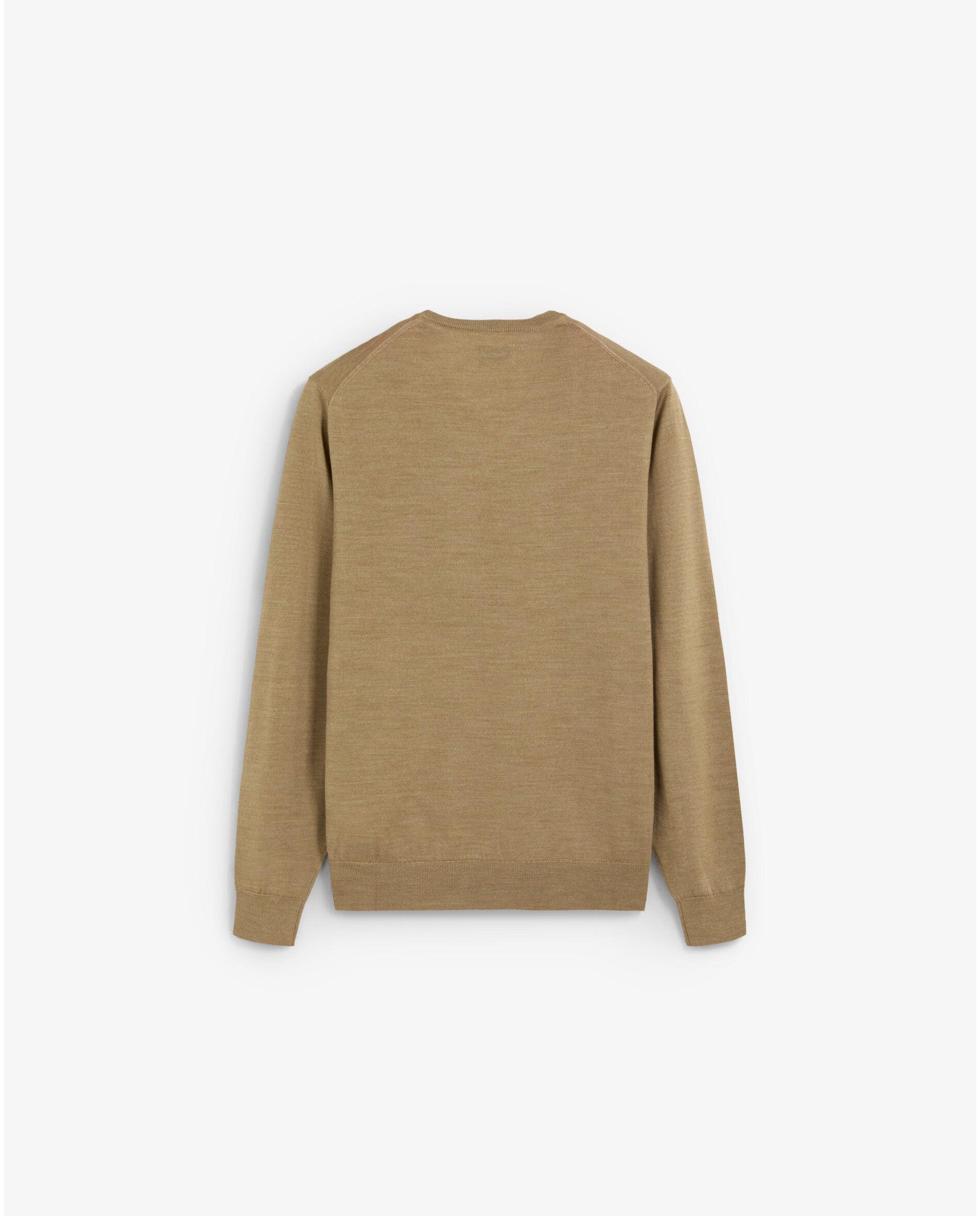 Jersey de hombre de lana merino con cuello de pico - Scalpers - Caramelo Caramelo-3