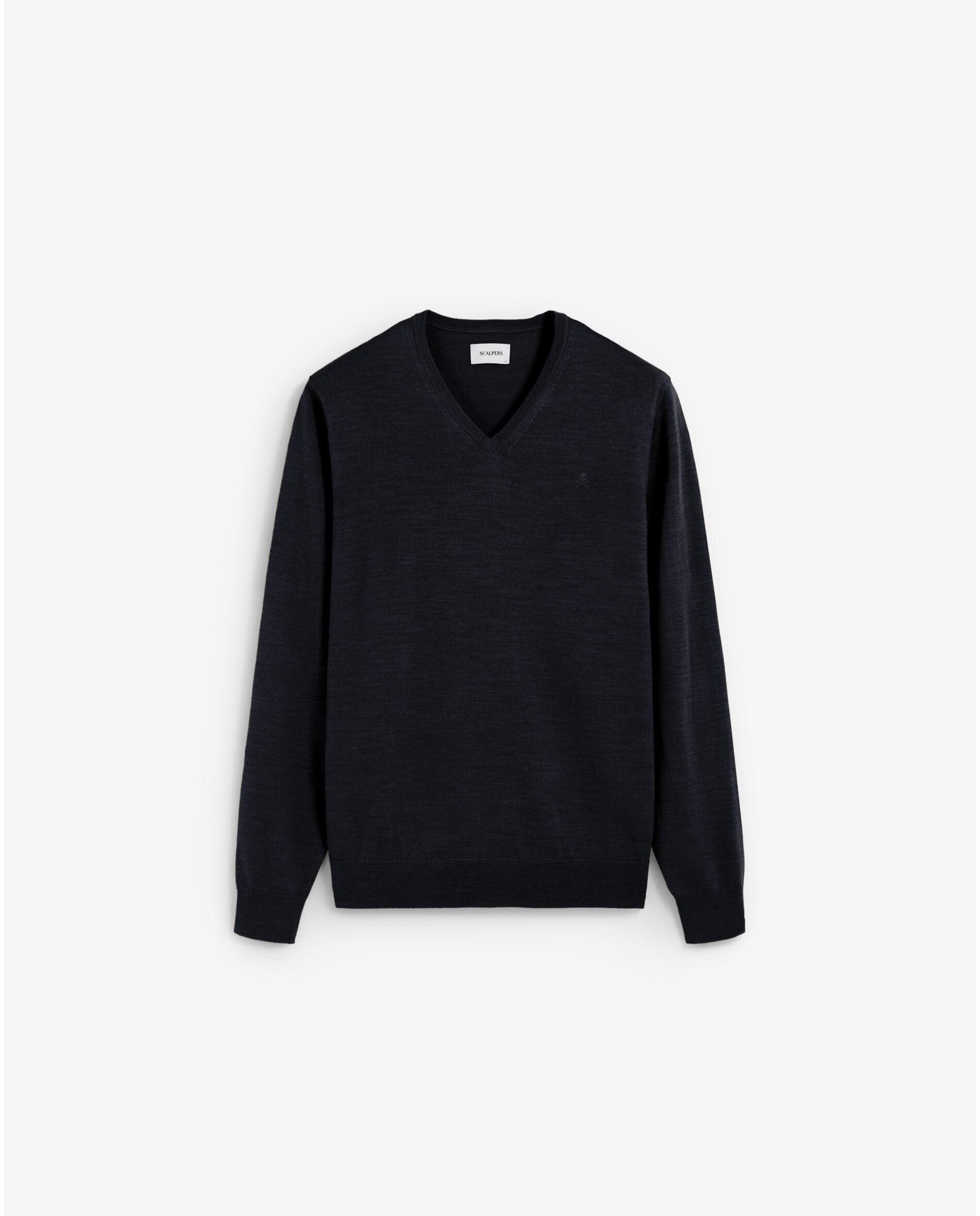 Imagen 0 de Jersey de hombre de lana merino con cuello de pico Navy