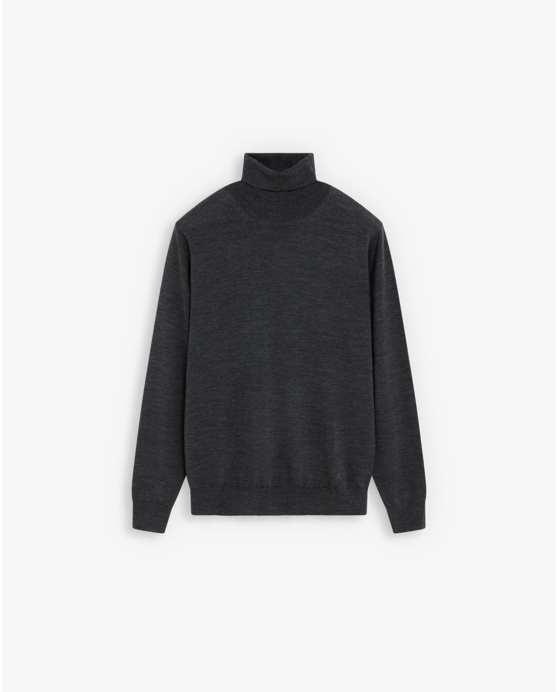 Imagen 0 de Jersey de hombre de lana merino con cuello vuelto Gris oscuro