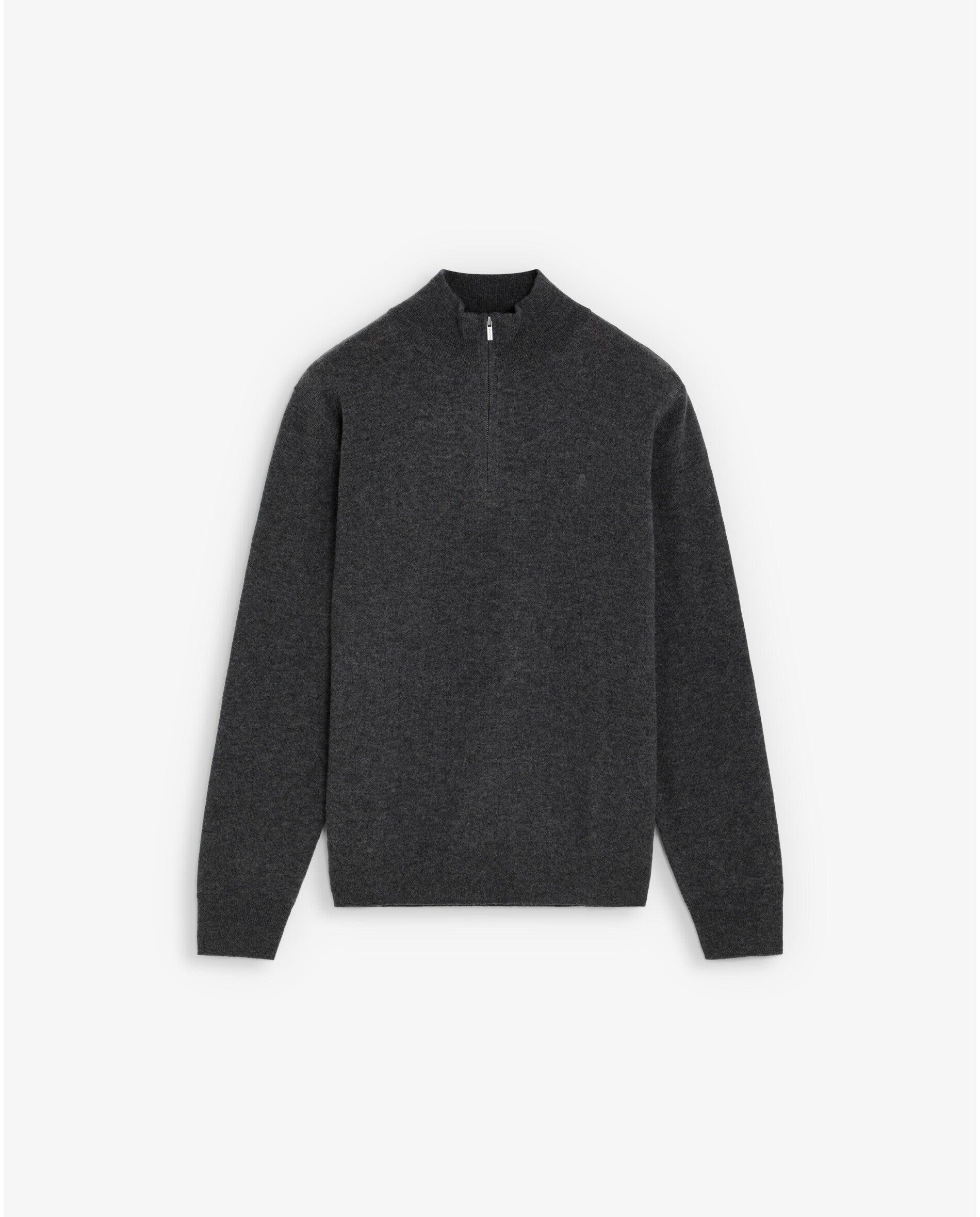 Jersey de hombre de lana merino con cuello half-zip - Scalpers - Gris marengo Gris marengo-1