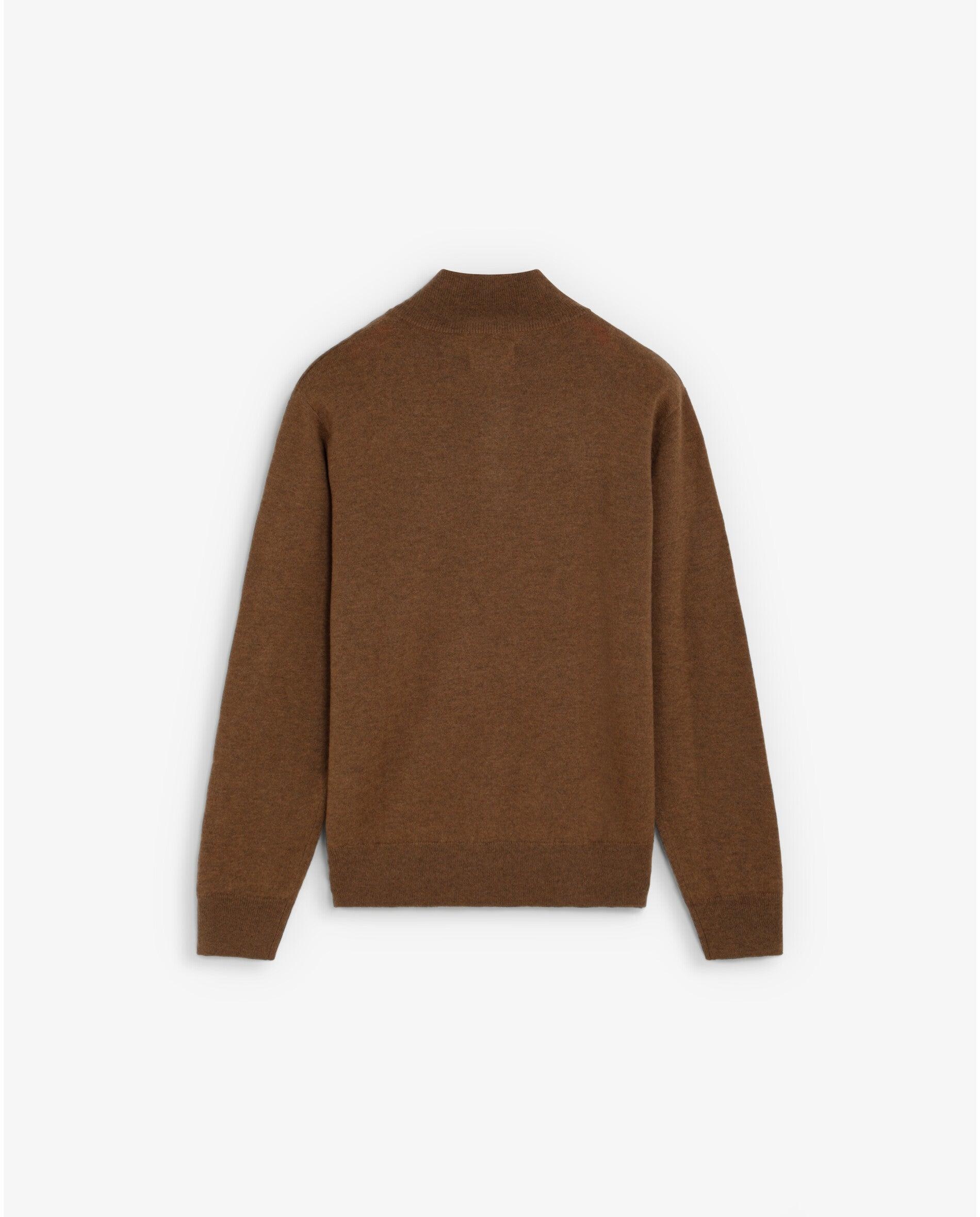 Jersey de hombre de lana merino con cuello half-zip - Scalpers - Marrón claro Marrón claro-2