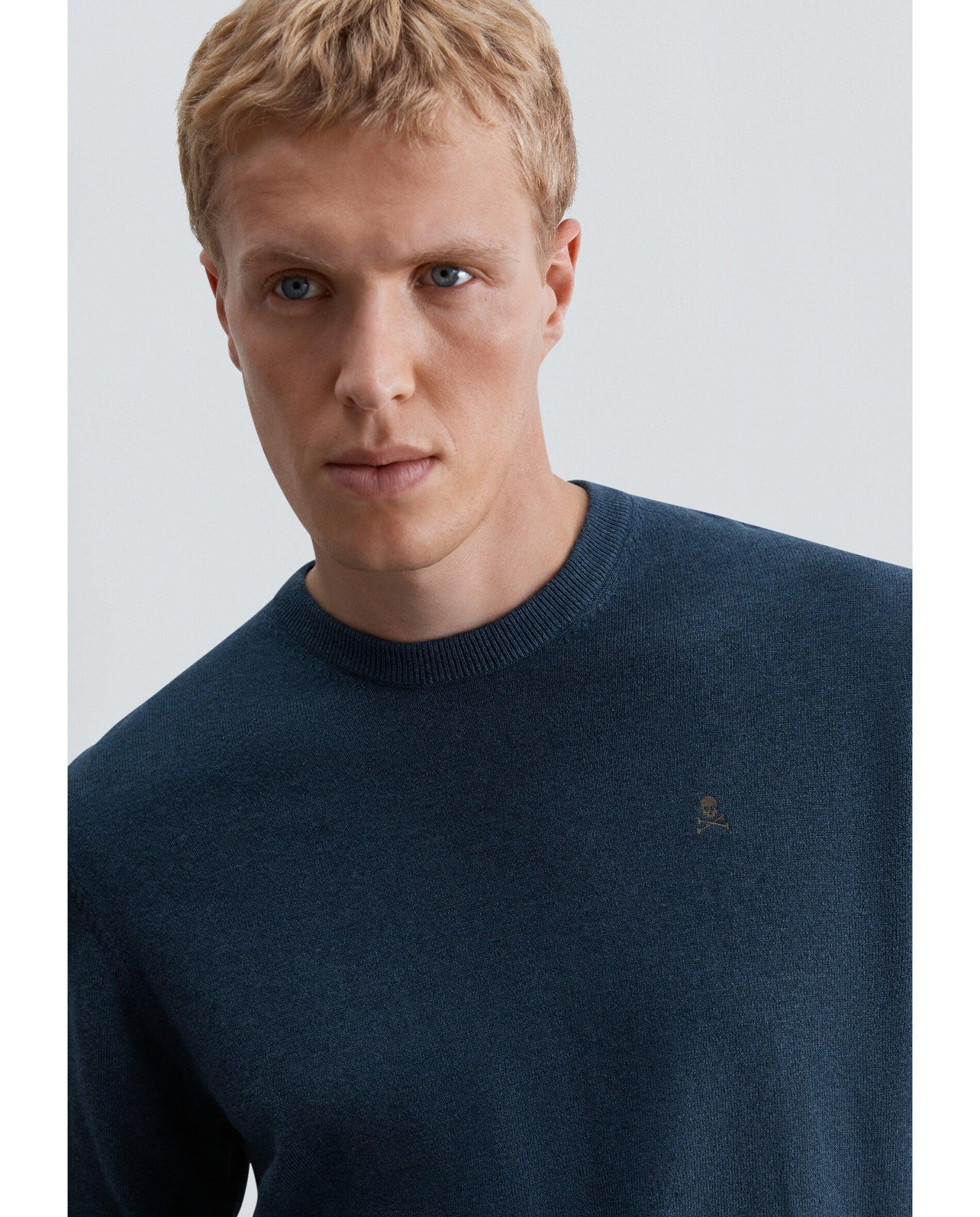 Imagen 4 de Jersey de hombre de punto con cuello redondo y acabados en rib - Scalpers - Azul Azul