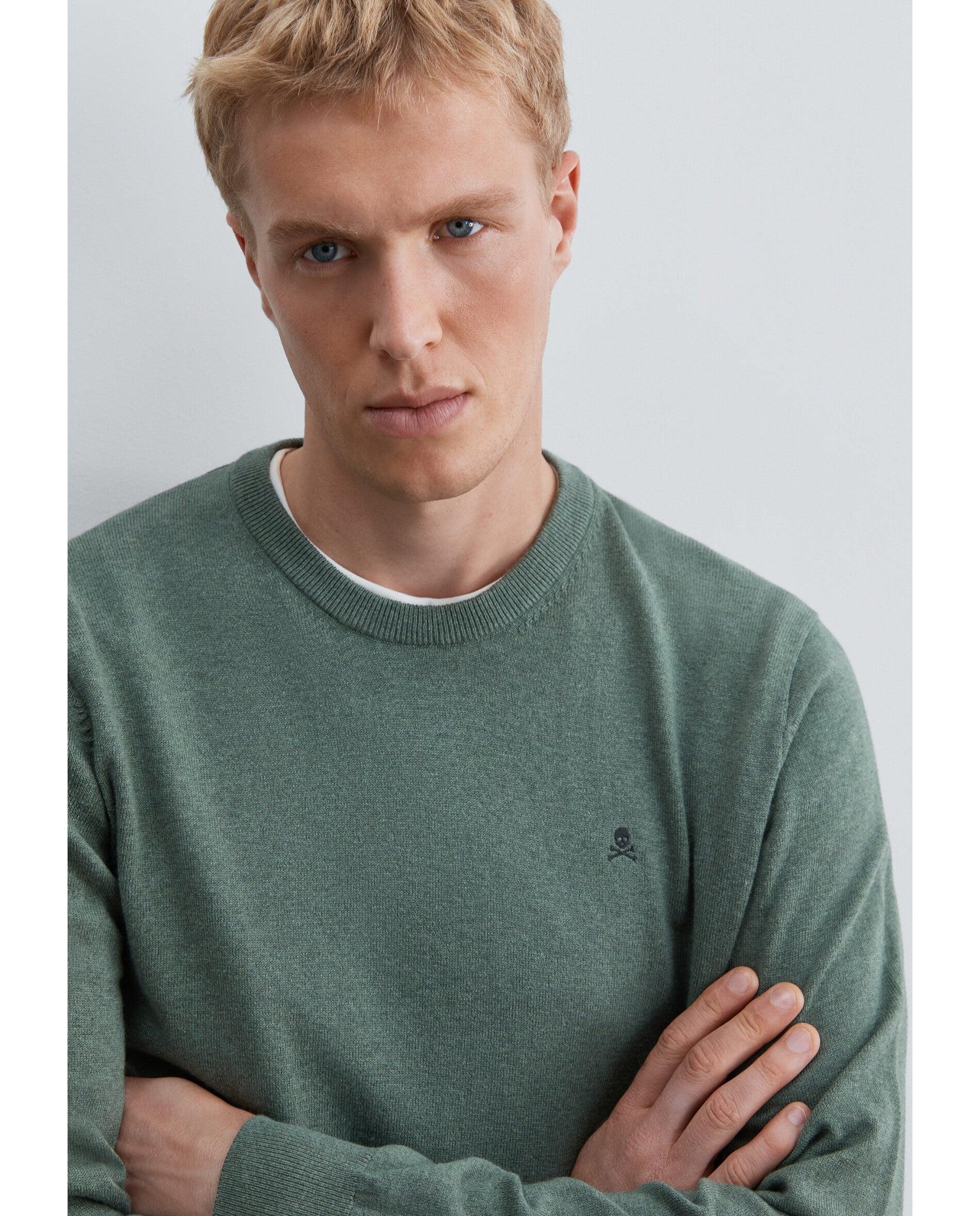 Imagen 4 de Jersey de hombre de punto con cuello redondo y acabados en rib - Scalpers - Verde Verde