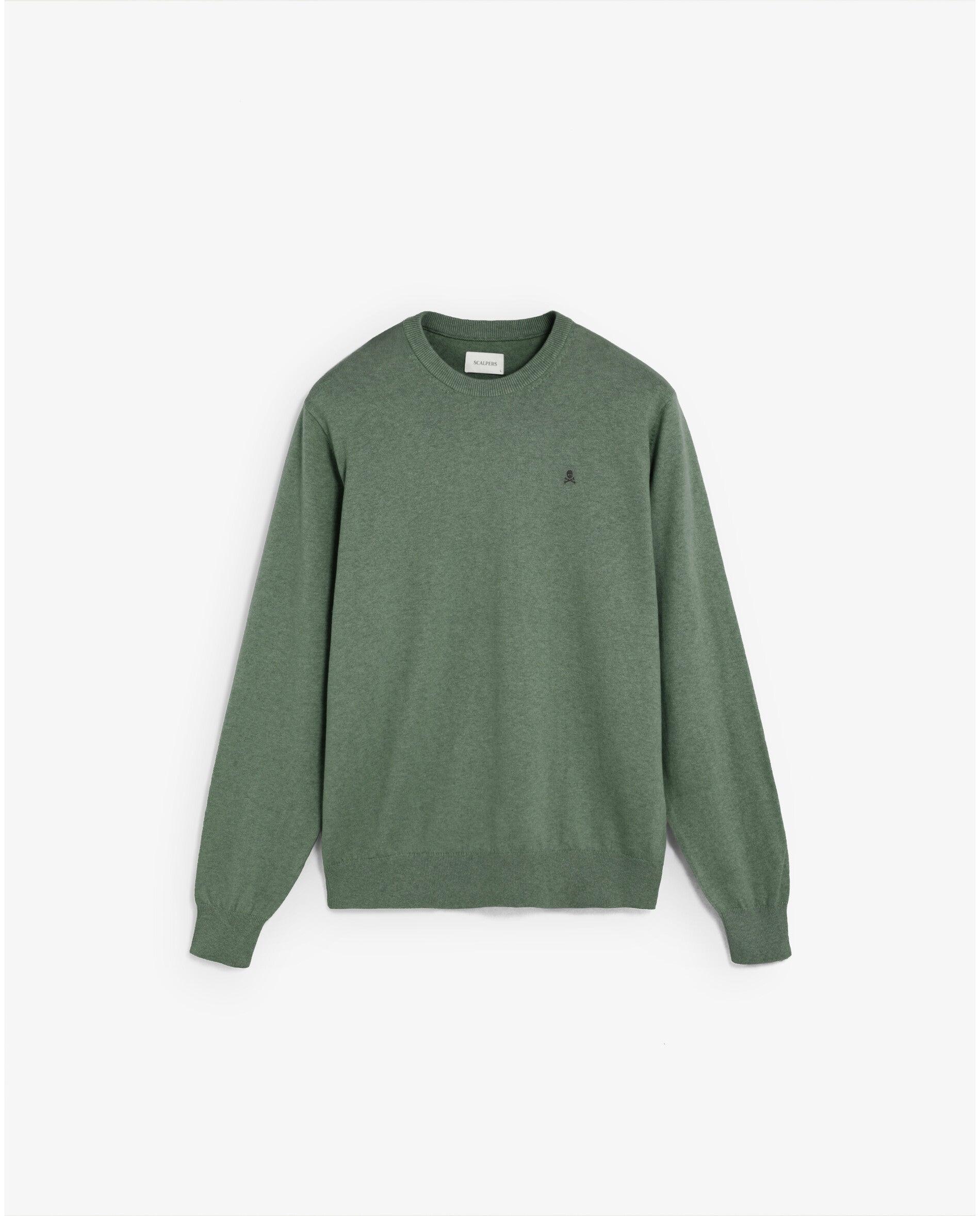 Imagen 5 de Jersey de hombre de punto con cuello redondo y acabados en rib - Scalpers - Verde Verde