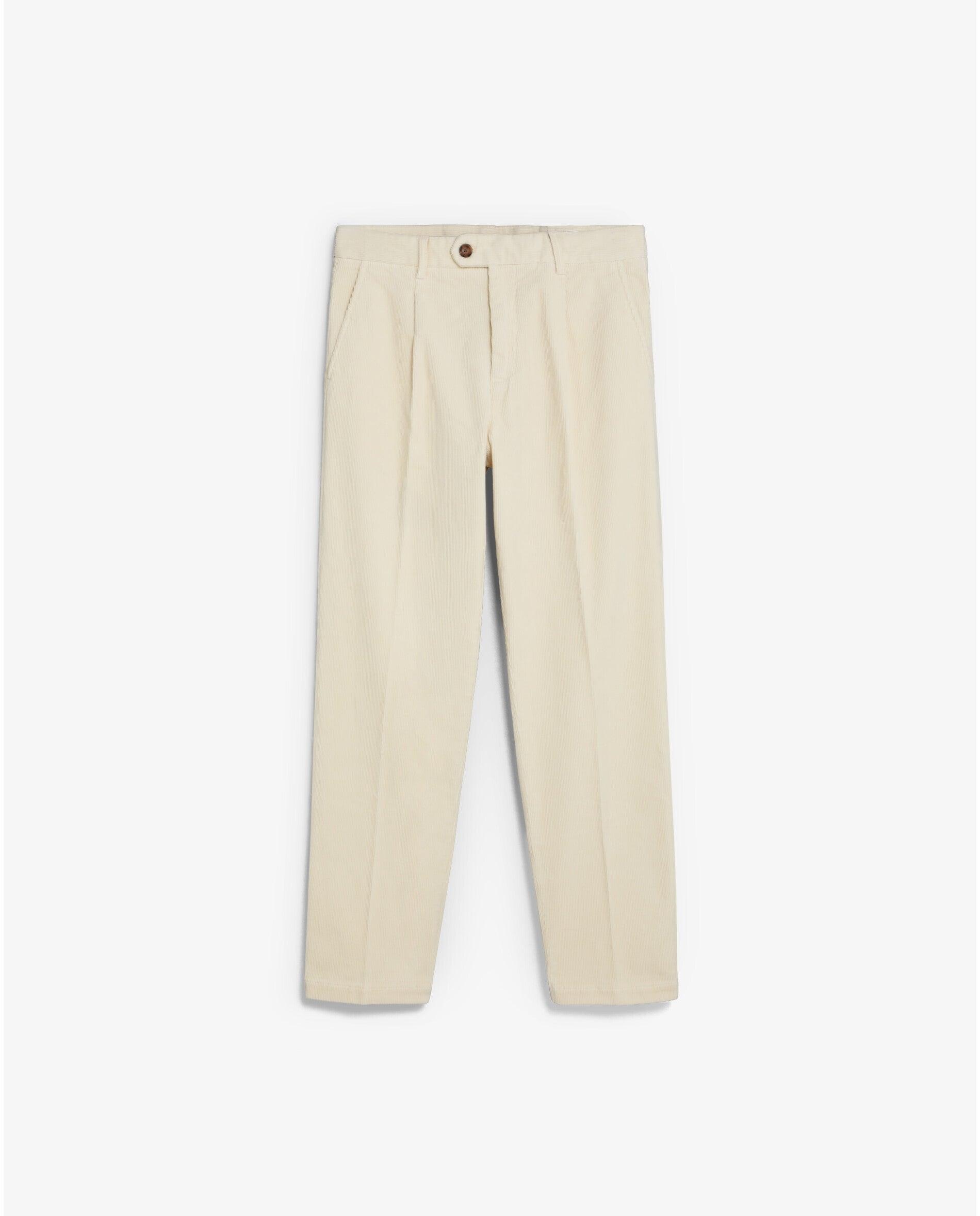 Imagen 1 de Pantalón chino de hombre regular fit en tejido de pana Crema