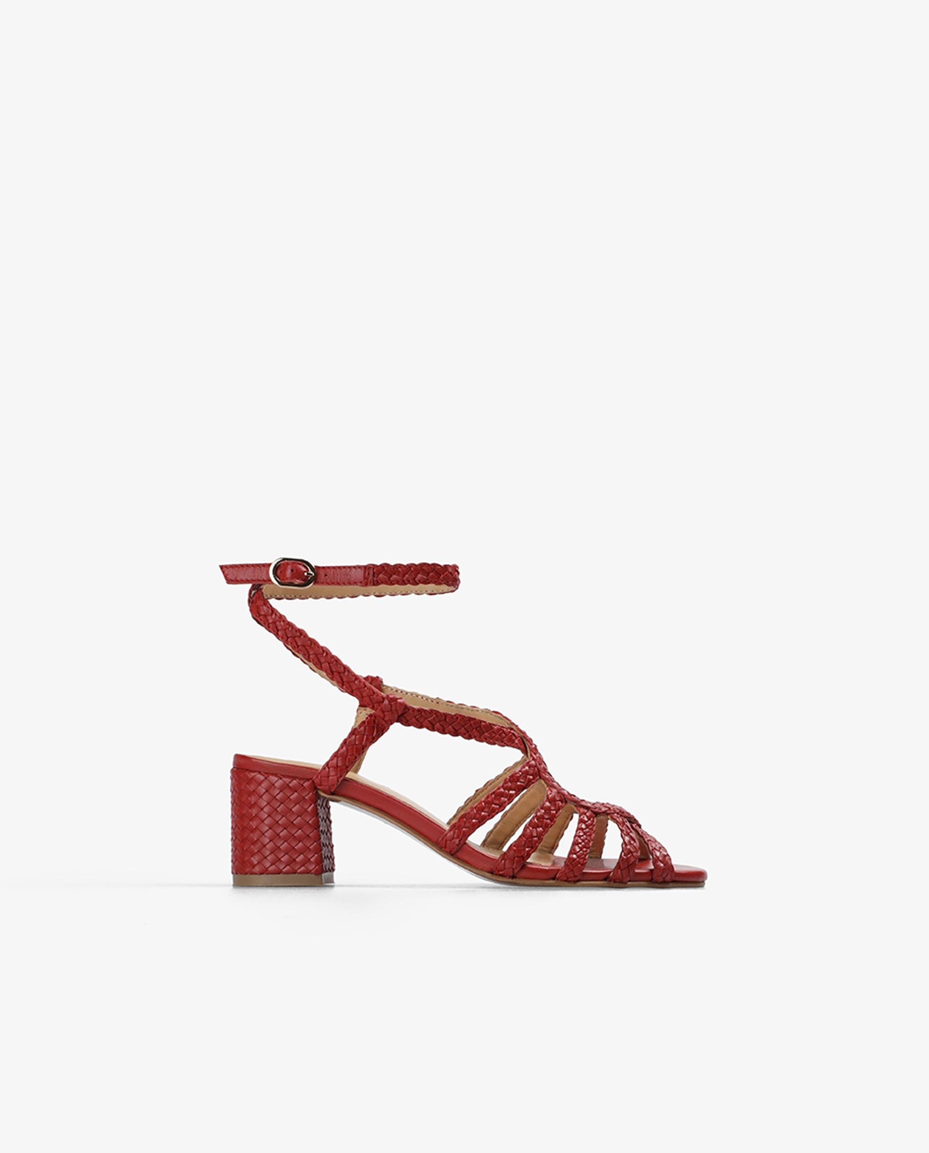 Scalpers - Sandalias de tiras de mujer de piel trenzada.