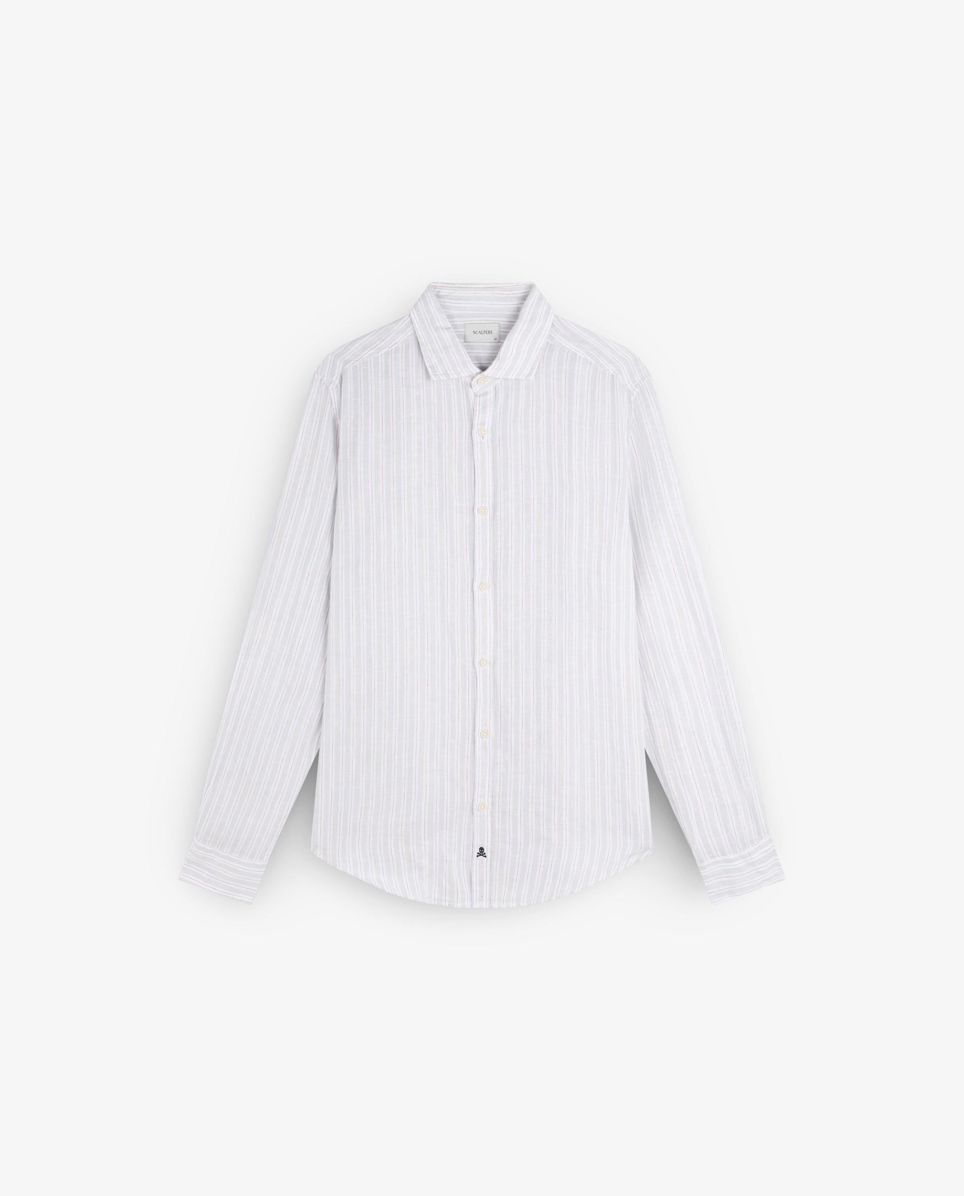 Scalpers - Camisa de lino de hombre regular fit de rayas.
