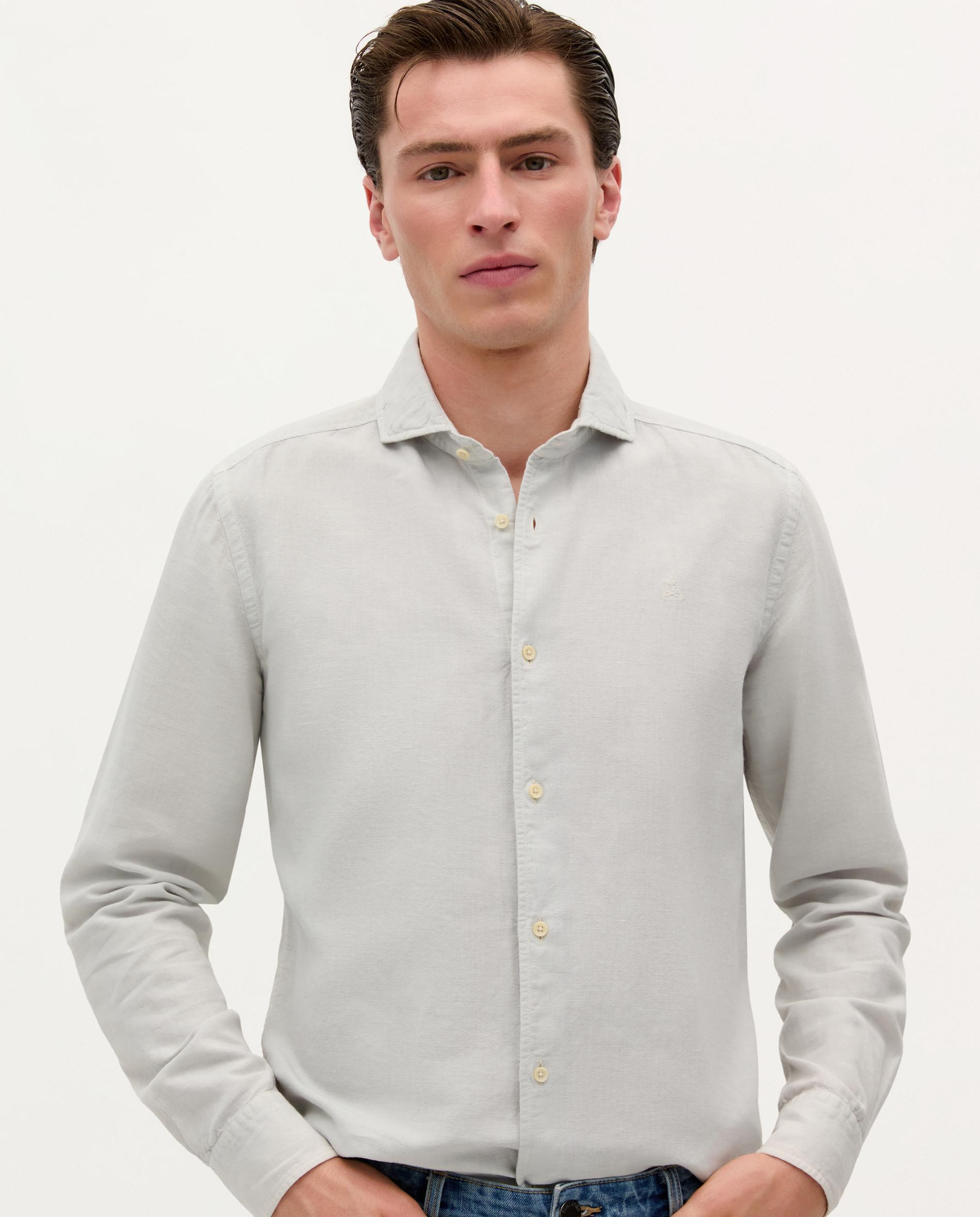 Scalpers - Camisa de hombre de manga larga con bajo redondeado.